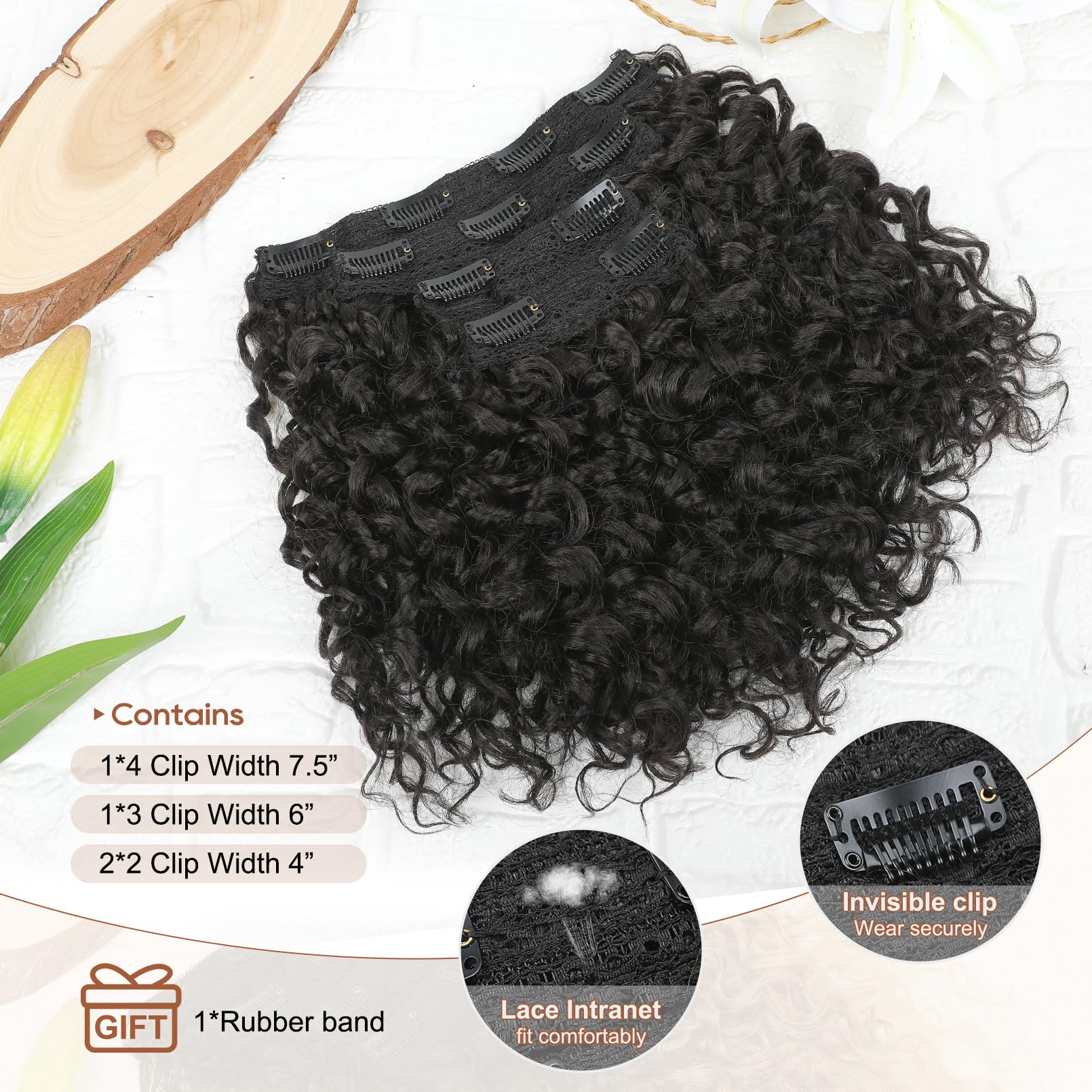 FLUFYMOOZ 4PC Clip in Hair Extensions - Image 4