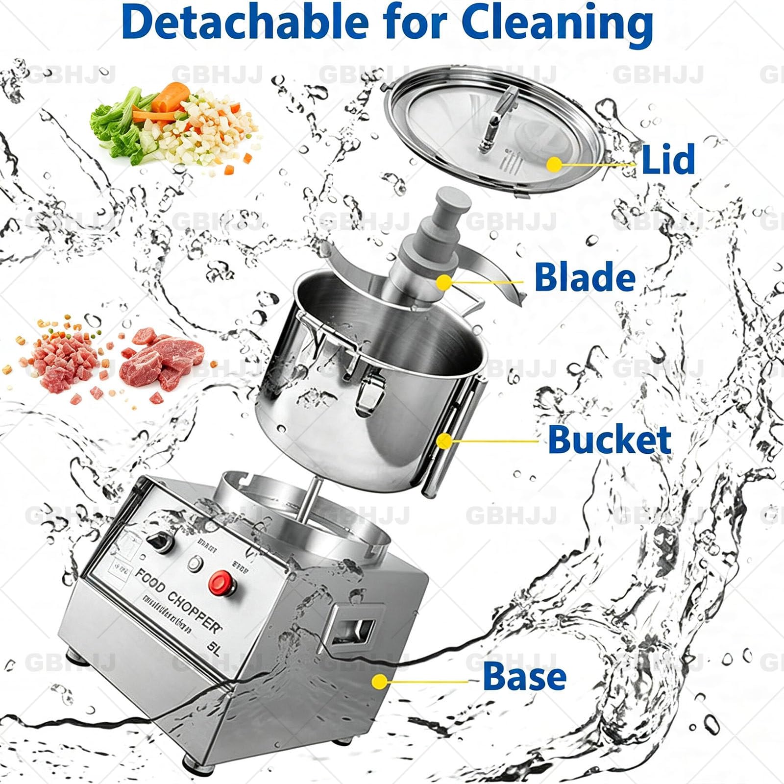 Cutter Elettrico Professionale, Robot da Cucina Tritatutto per Verdure 7L | Multifunzione per Bar, Ristoranti e attività di Ristorazione Collettiv