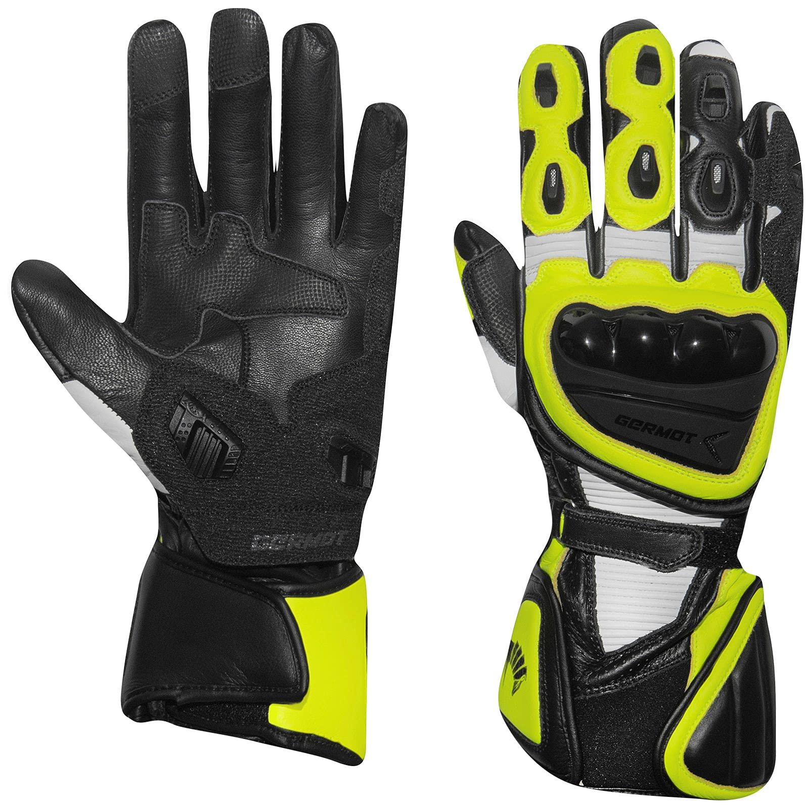 Germot Motorradhandschuhe SUPERSPORT 2 gelb Leder Sommer CE mit Knox Protektoren, 11 / XXL Auto & Motorrad