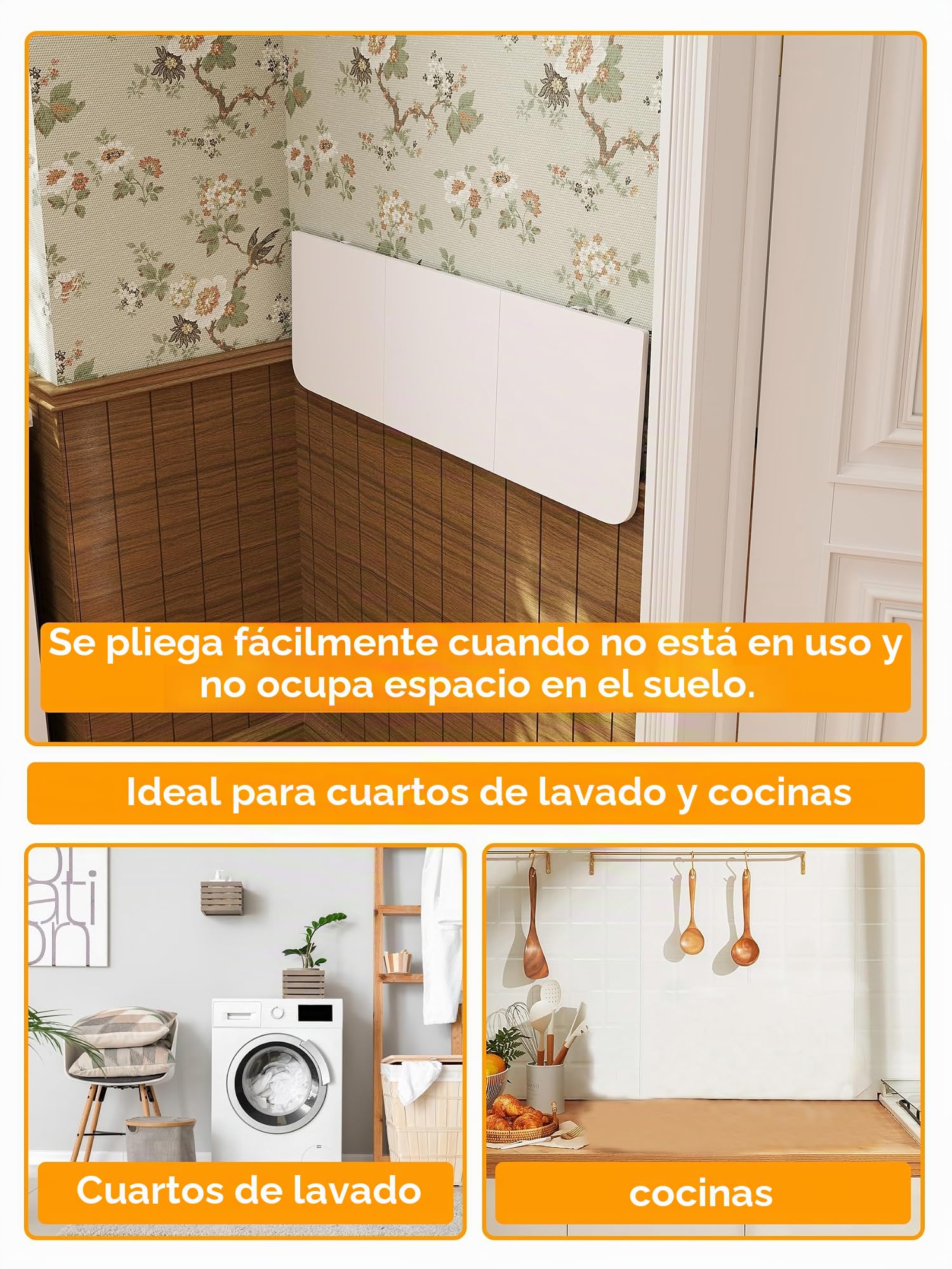 Mesa plegable montada en la pared de 120 x 40 cm
