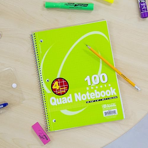 Miniatura 3 de Cuaderno de composición BAZIC Cuadrados Cuadrados de 100 hojas en espiral, 100 hojas, Diario de redacción para la escuela de oficina, paquete de 24