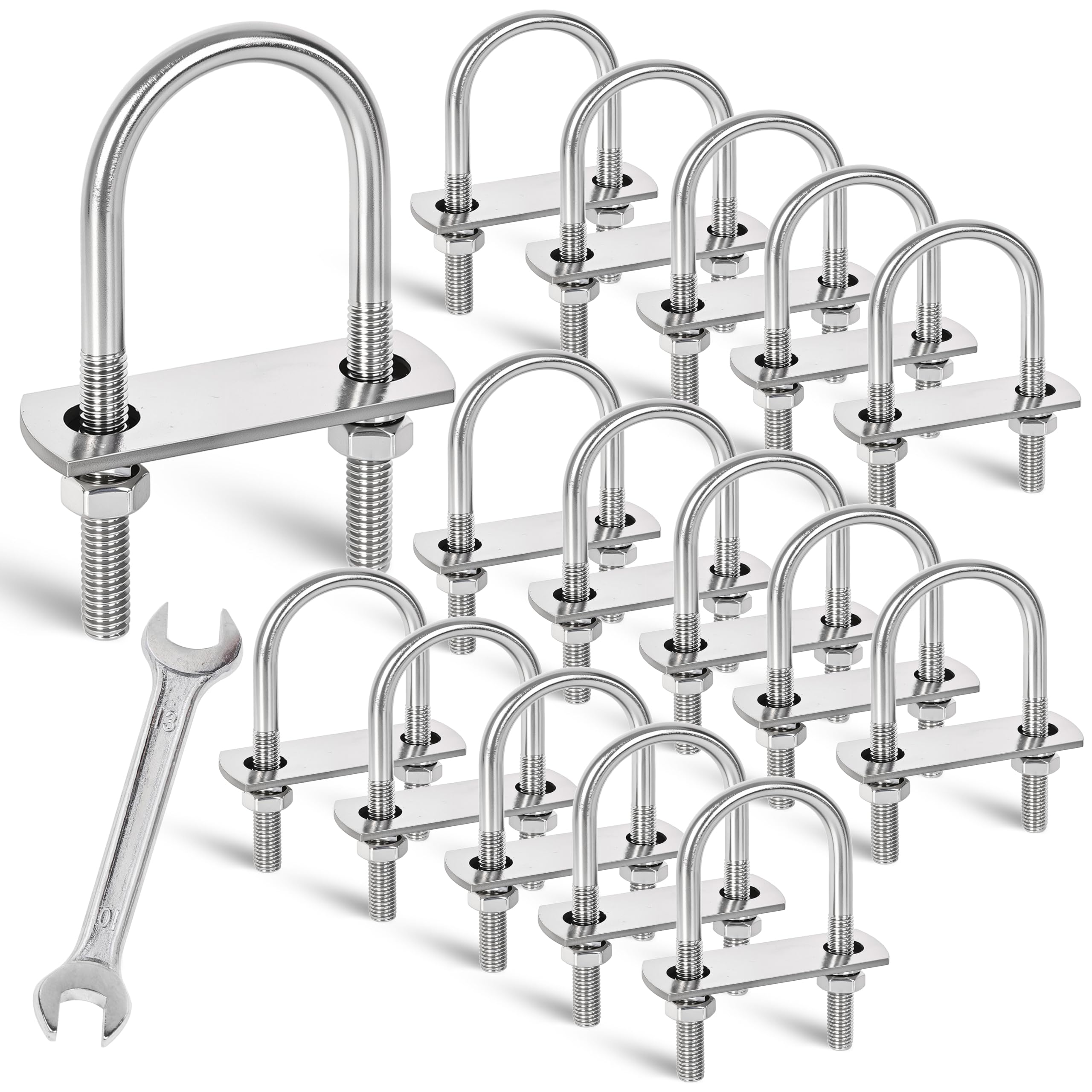 M8 U-Bolts - 4 Sets Stainless Steel -10