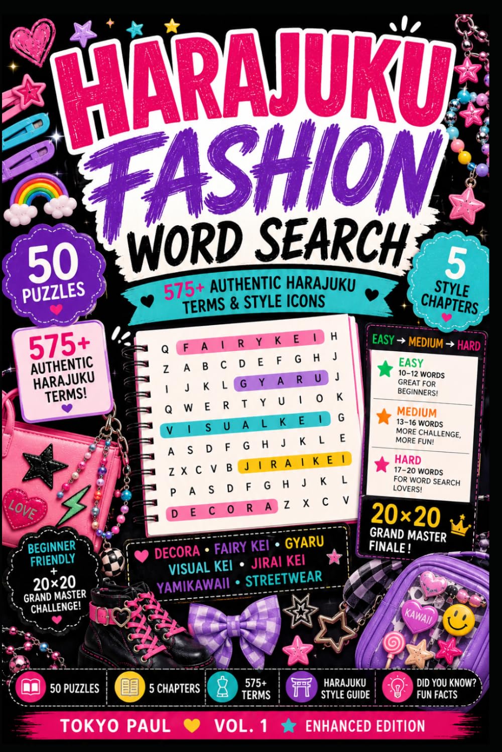 Harajuku Fashion Word Search: 50 Japanese Street Fashion Puzzles for Japan Lovers, Kawaii Fans, Tokyo Enthusiasts, and Puzzle Solvers