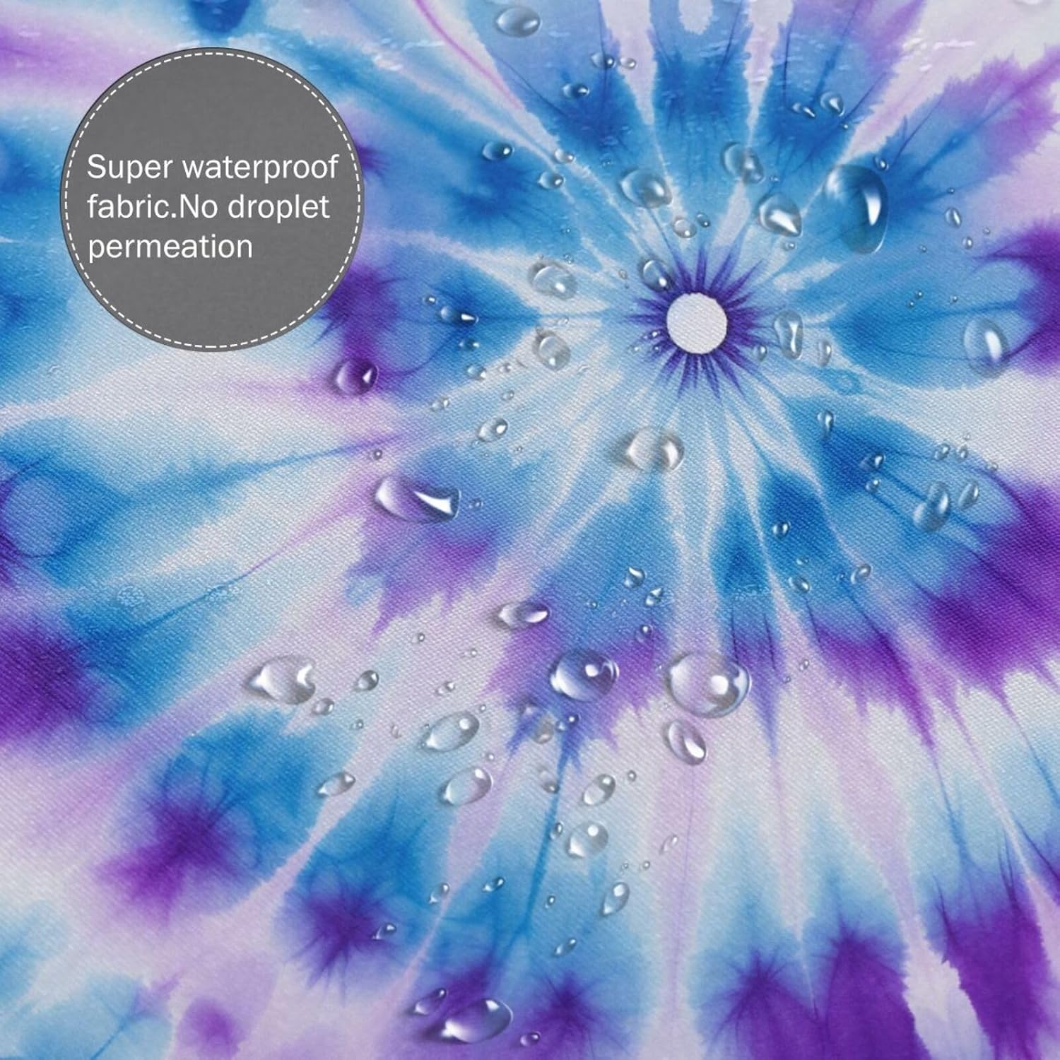 Decorative Shower Curtain Blue Purple Tie Dye Mandala Flower Bath Curtain for Tub Bathroom No Liner Waterproof Fabric Shower Curtain Set with Metal Hooks 72x72 Inch