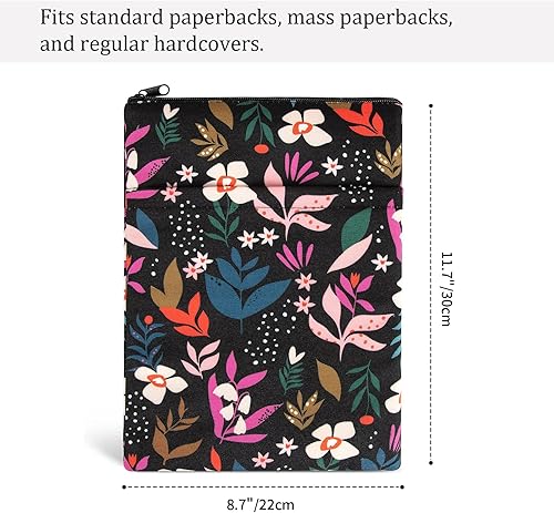 Miniatura 6 de Funda para libros protector de libros estampado floral con cremallera tela lavable para adolescentes y adultos amantes de los libros profesores