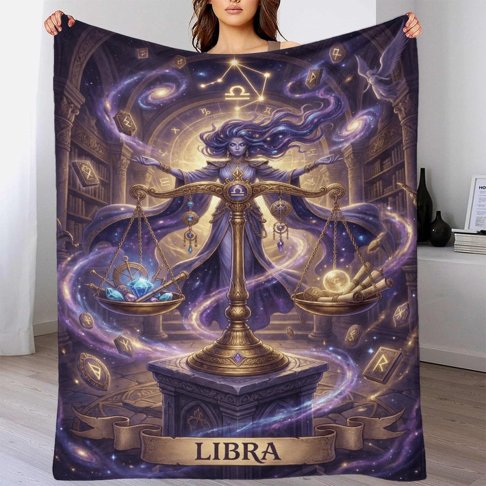 W7C8U2X3 Libra Zodiac for for Soft Throw Blanket, Bedroom Sofa Couch