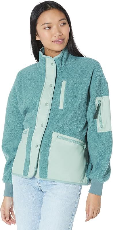 Madewell MWL (Re) sourced Sherpa Snap-Front Jacket Faded Shale MD (Women's 6-8)