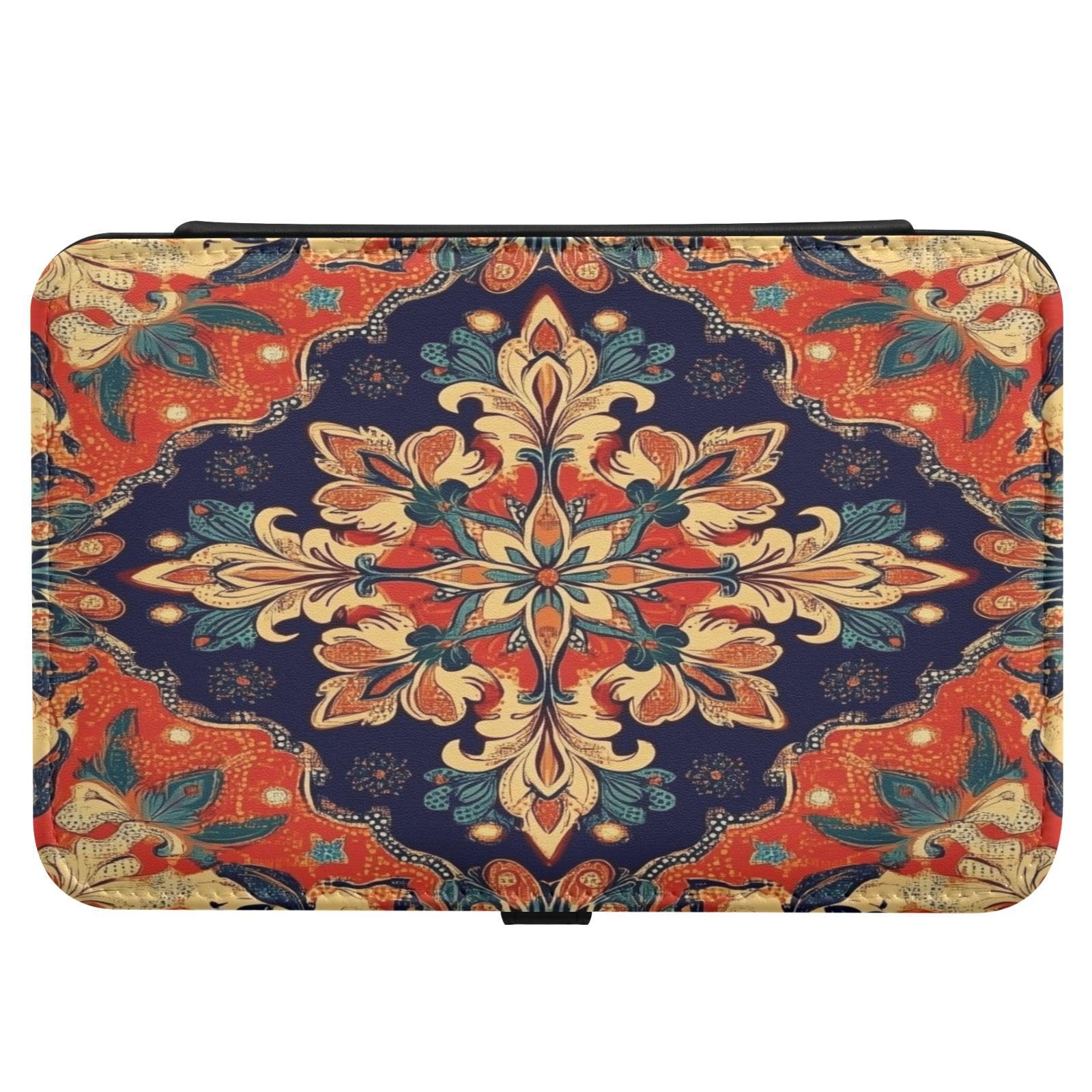 Haskirky Boho Pattern Jewelry Box Portable PU Leather Travel Jewelry Organize for Women Jewelry Storage Display Holder for Ring, Necklace, Earring