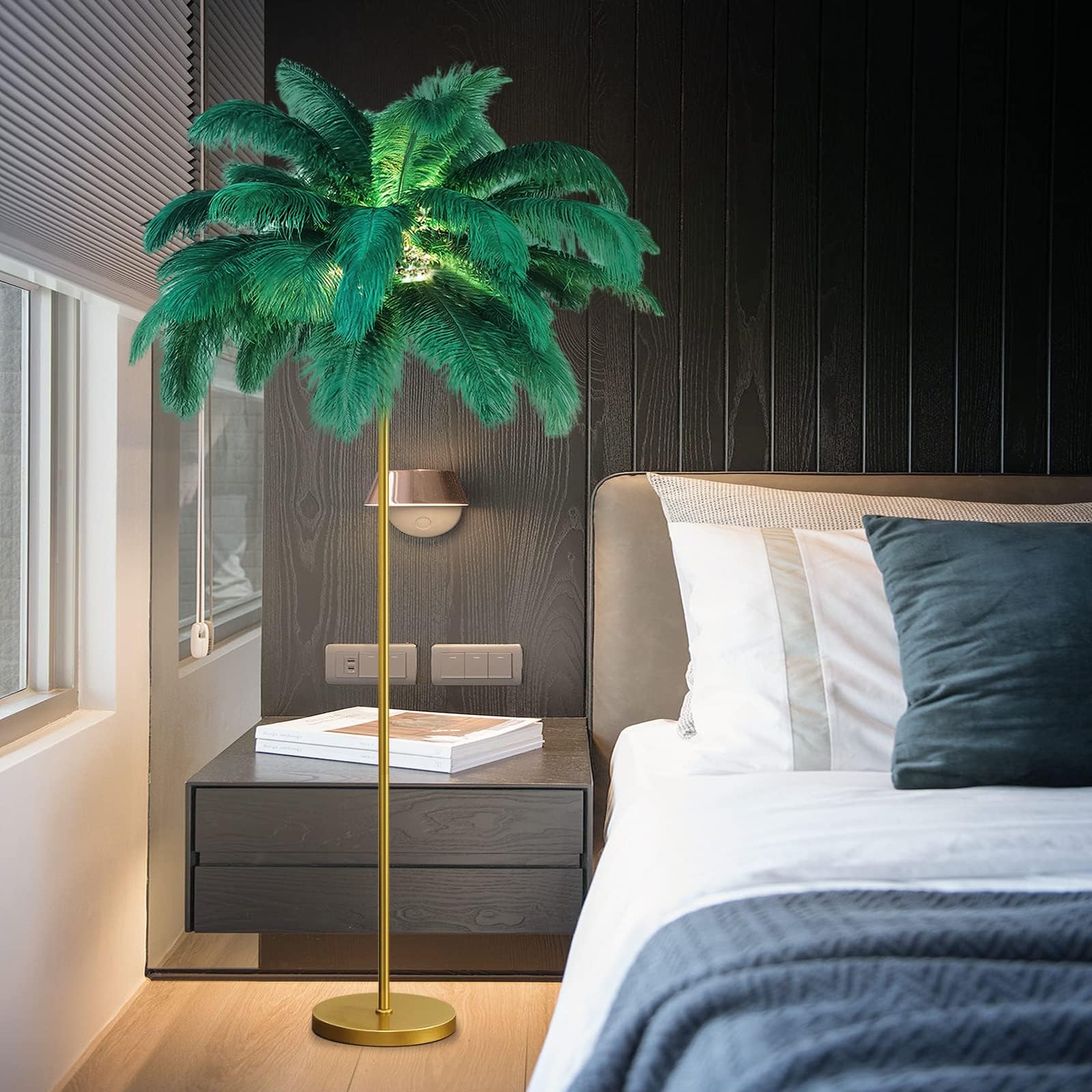KKXXYQFC Lampada da con Piume - Lampada da con Piume di Struzzo a 6 luci per Soggiorno e camere da Letto den Base Ele -in Lighting
