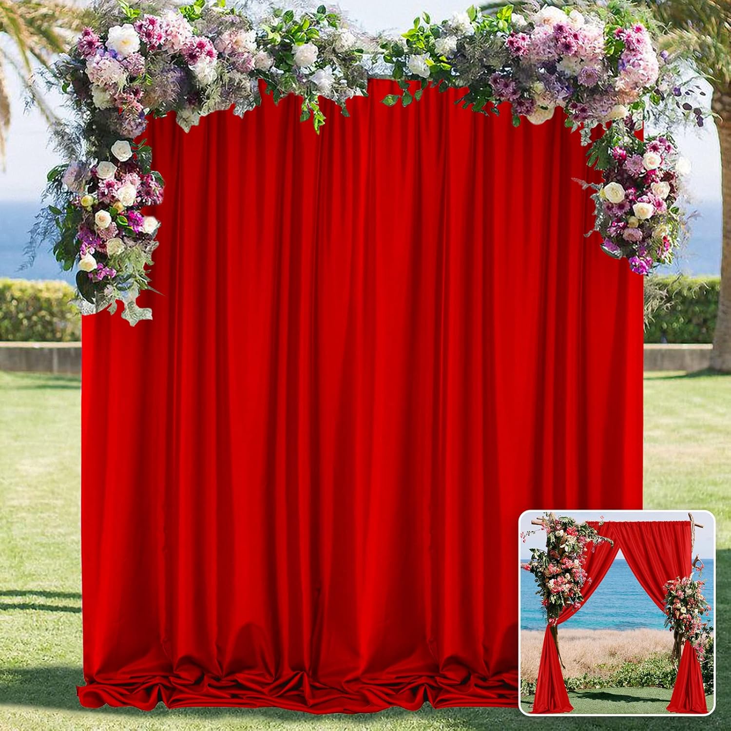 10ft x 8ft Red Backdrop Curtains for Party Valentine's Day