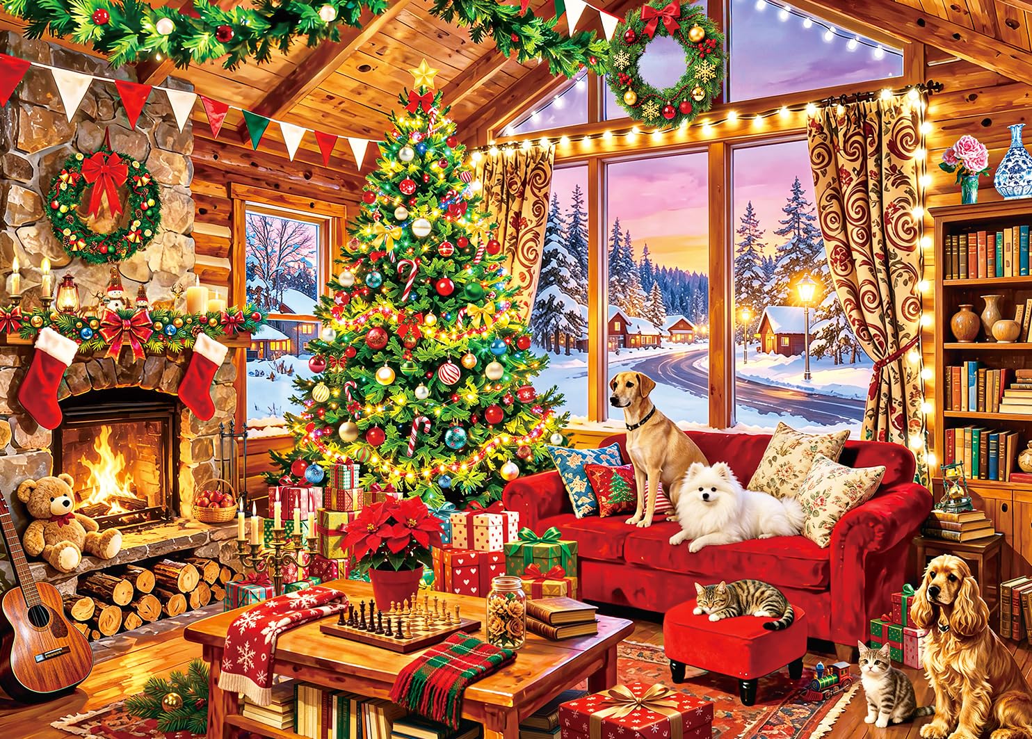 Puzzles 1000 Pieces for Adults-Christmas Cabin — image 1