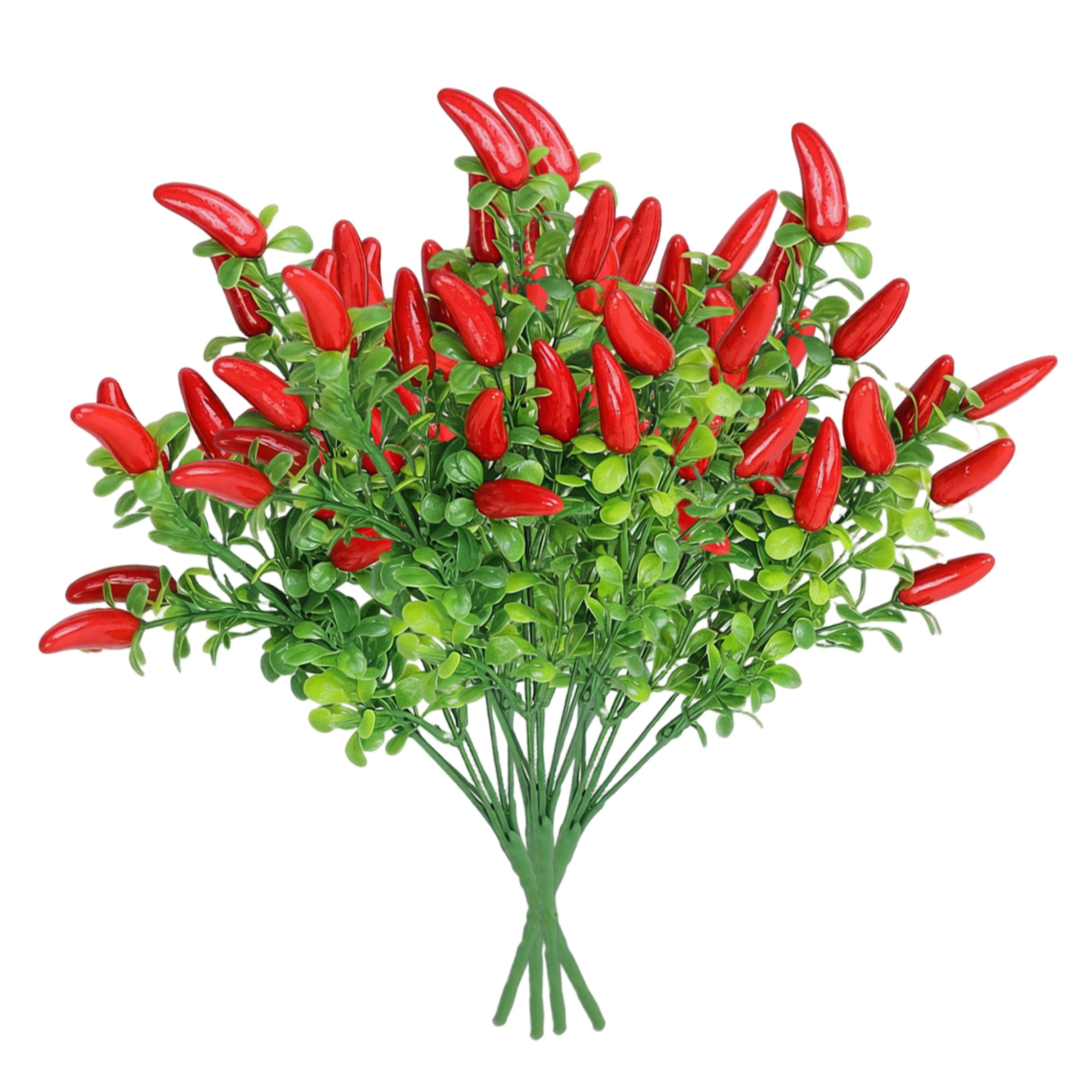 Neptuiby Chili Pepper Decor, Artificial Chili Pepper Stems Realistic Bouquets with Greenery Home & Outdoor Decor.