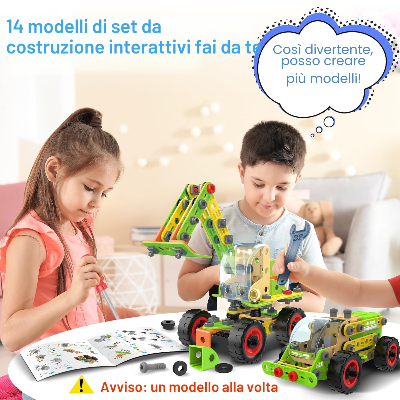 MOONTOY 14-in-1 Giochi Costruzioni per Bambini Regali,218 Pezzi Kit di Blocchi da Costruzione per Bambino,Giocattolo Creativi Costruzione per Bambini,STEM Educativi Regalo di 4 5 6 7 8 9 anni