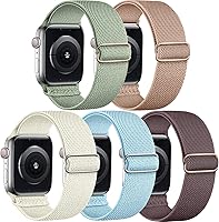 Vista 9 de 5 Pack de bandas elásticas de nylon compatibles con Apple Watch de 40 mm, 41 mm, 42 mm, 44 mm, 45 mm, 46 mm, 49 mm, 38 mm para mujeres y hombres