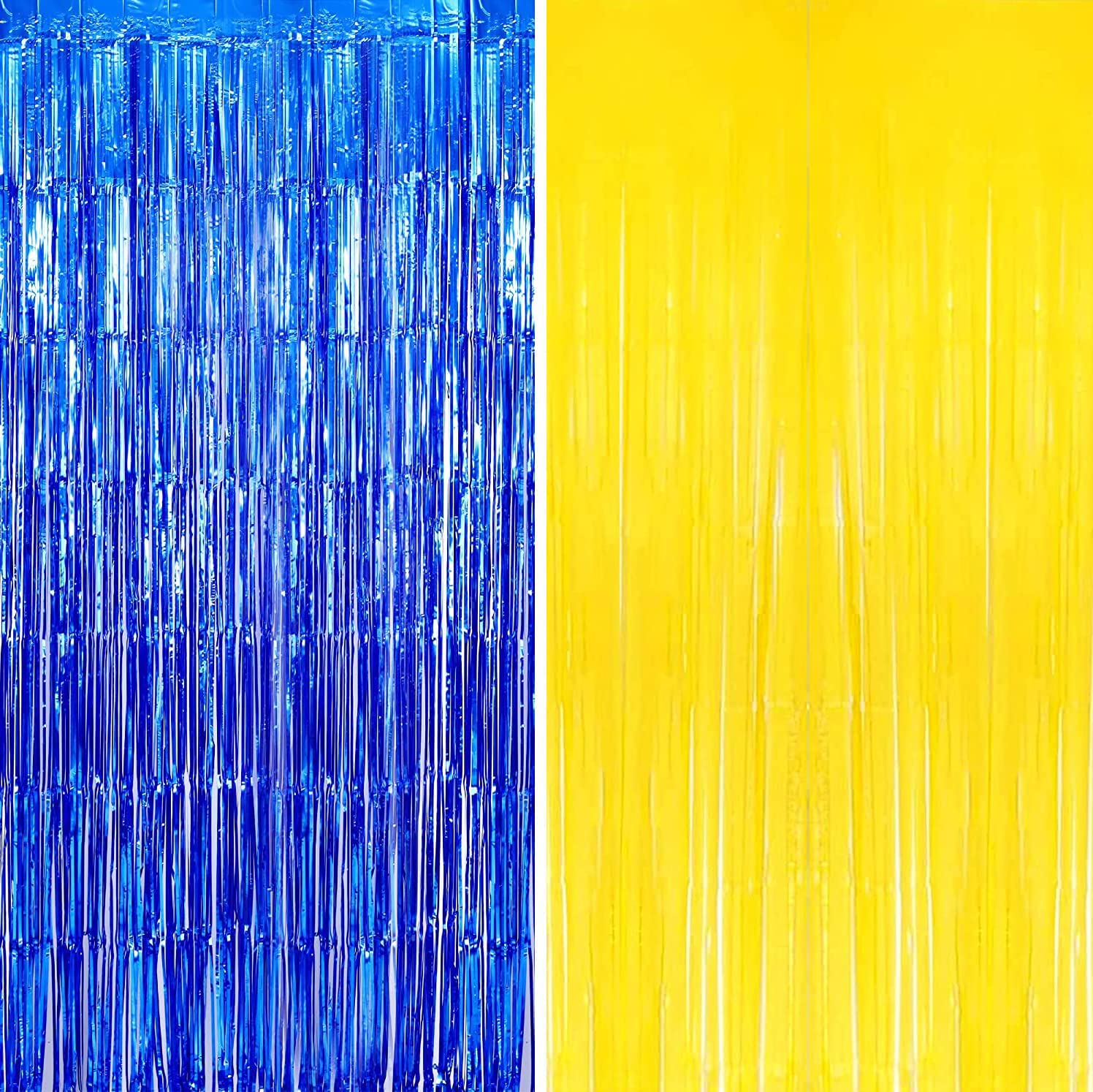 Graduation Party Decorations Navy Blue Yellow 2025/Navy Yellow Blue Graduation Decorations Class of 2025 Foil Fringe Curtains Graduation Backdrop Metallic Foil Curtains for Navy Blue Birthday Party