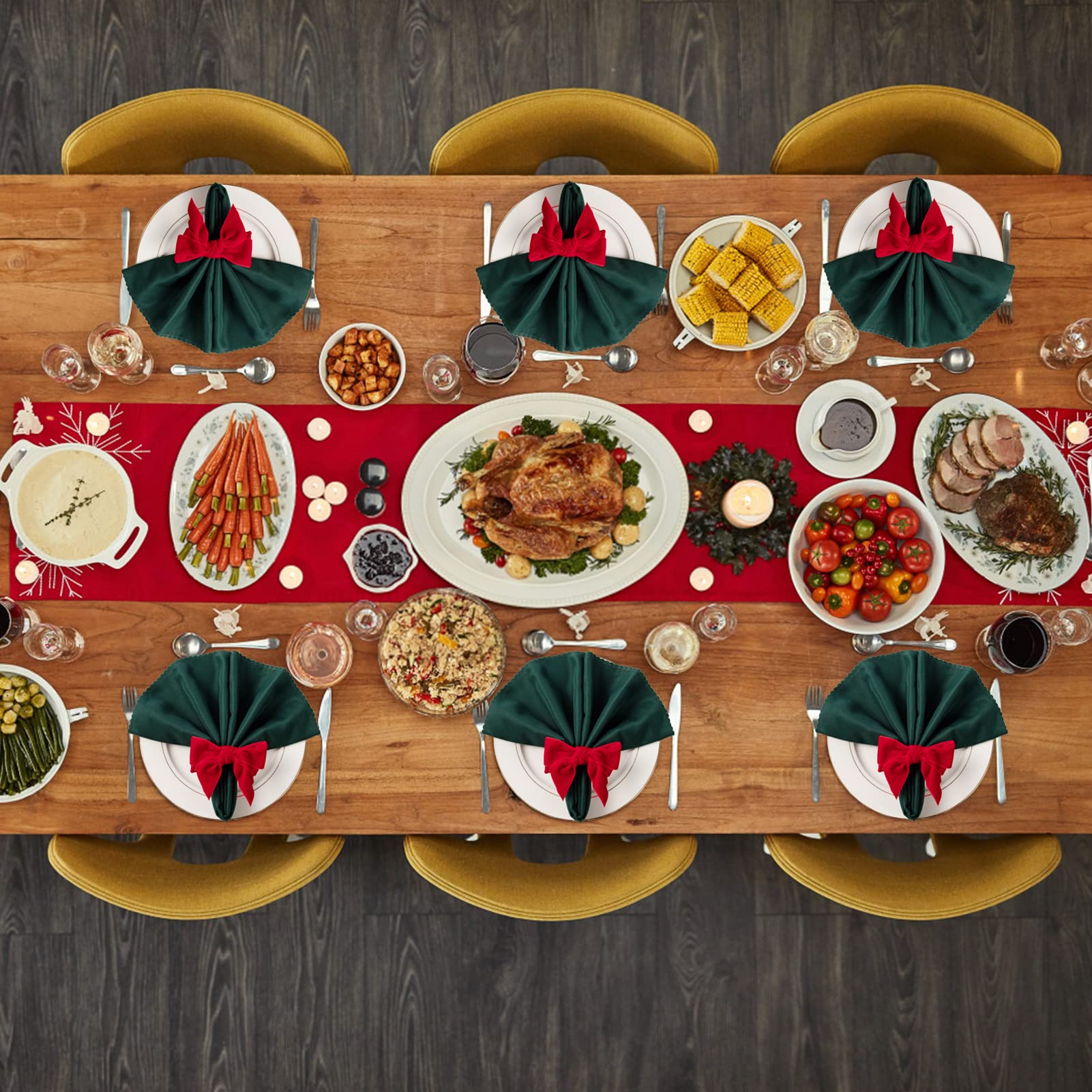 Set De 2 Ronds Serviette Noeud Velours Rouge | 1224152