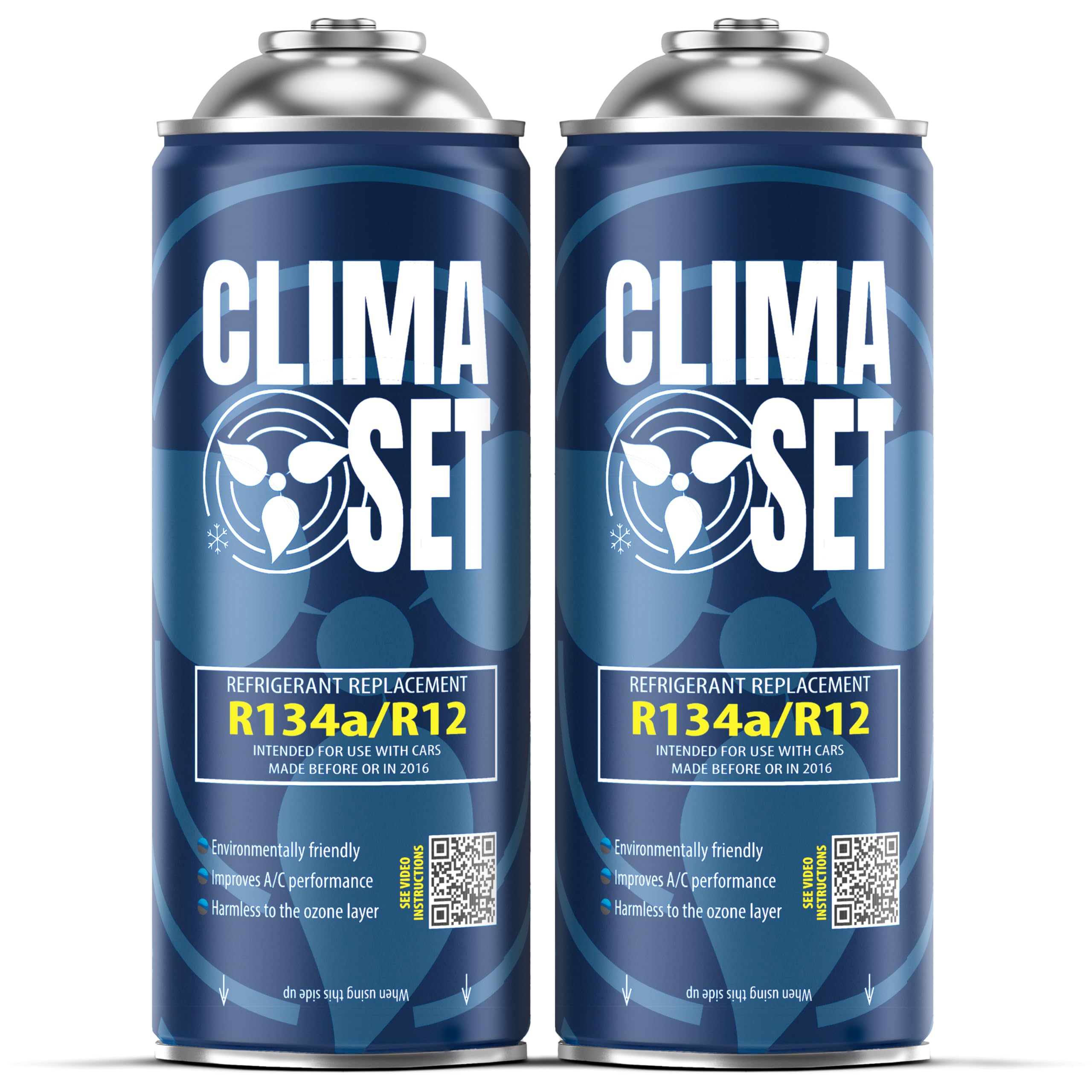 CLIMASET Sostitutiva del gas R134a R12 - Gas aria condizionata auto - kit ricarica clima auto - refrigerante R134a - 2 x bombolette - ricarica aria condizionata auto - ECO