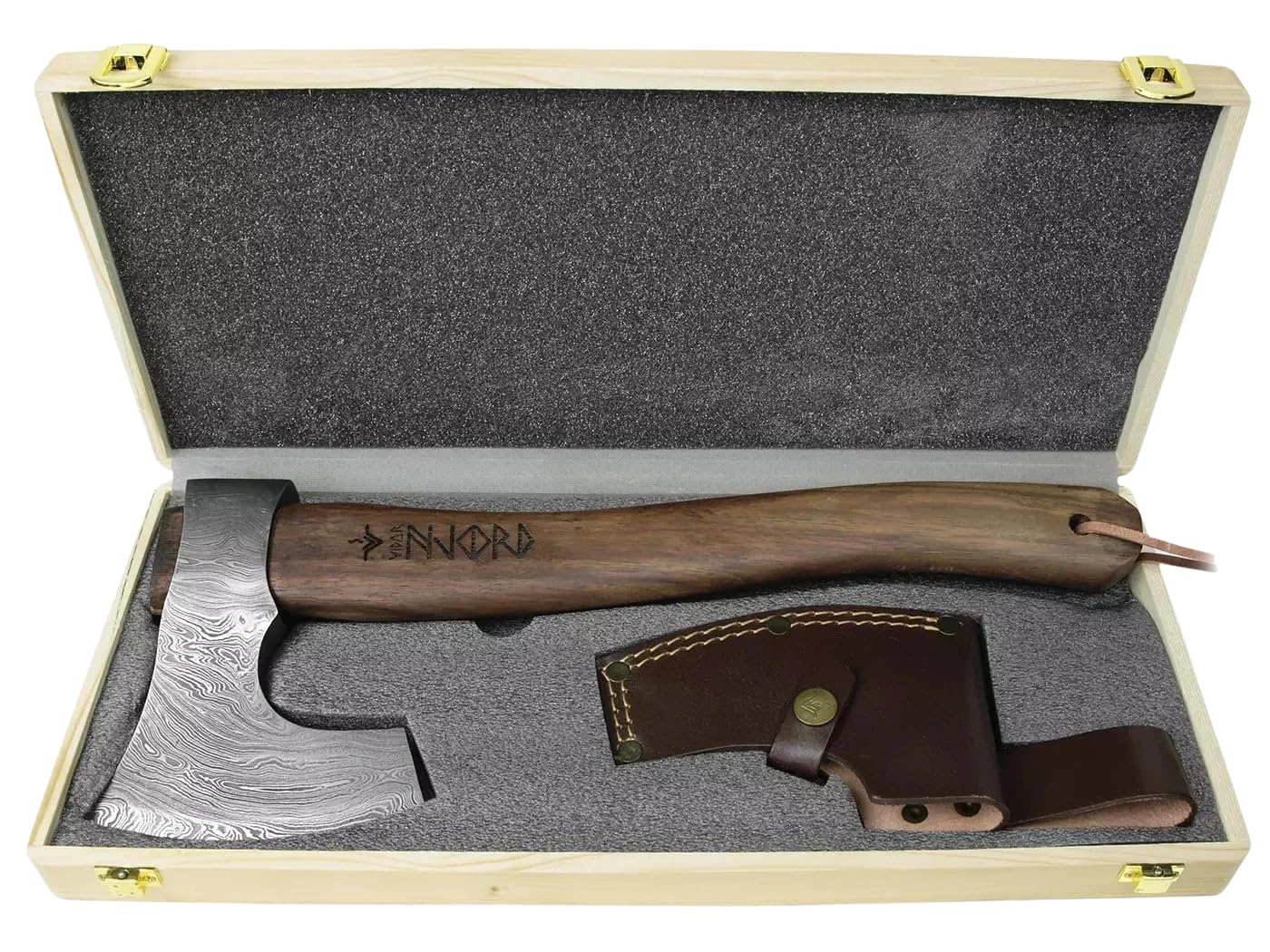 Njord Spaltaxt Vidar 38 cm Damaststahl Rosenholz