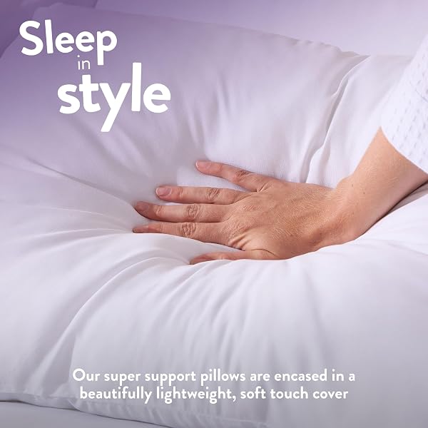Slumberdown Super Support Pillows 2 Pack - Firm & Supportive Pillow for Side Sleepers, Reduces Neck & Shoulder Pain | Foam Block, UK-Made, Non-Allergenic & Washable (48 x 74cm) - 4