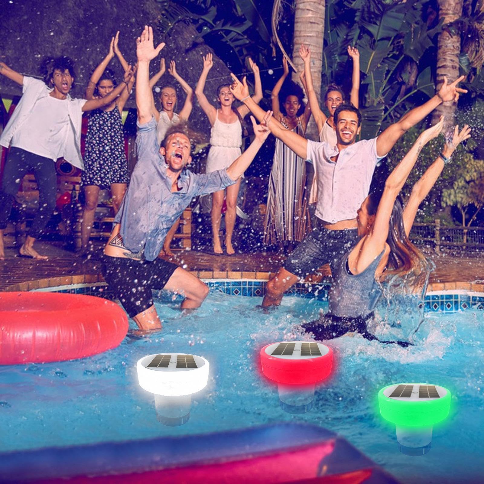 Ionizador de piscina solar flotante, purificador de agua alternativa a cloro para piscinas frescas de agua salada, energía solar para piscinas spas, limpiador ecológico con luz LED de cobre Io