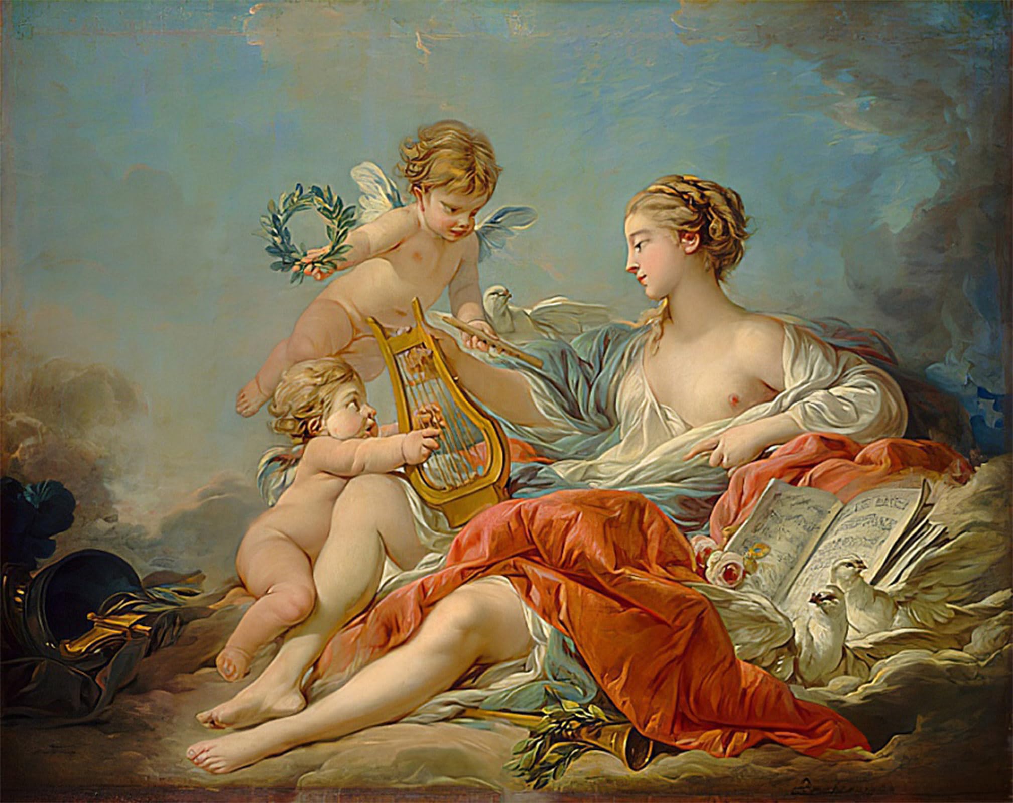 POSTERIIk Famous Animal Posters Vintage Picture Allegory of Music. by François Boucher Modern Wall Decor for Home Decor 60x90cm