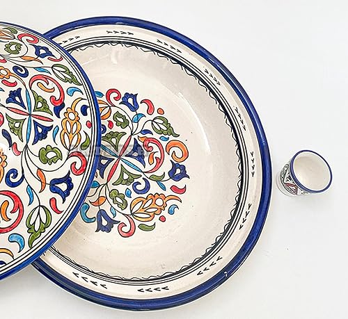 Miniatura 5 de Authentic Moroccan Tagine Pot Hand Made and Hand Painted  Traditional Ceramic Cooking Pot for Cooking and Stew Casserole Slow Cooker - Large Serving