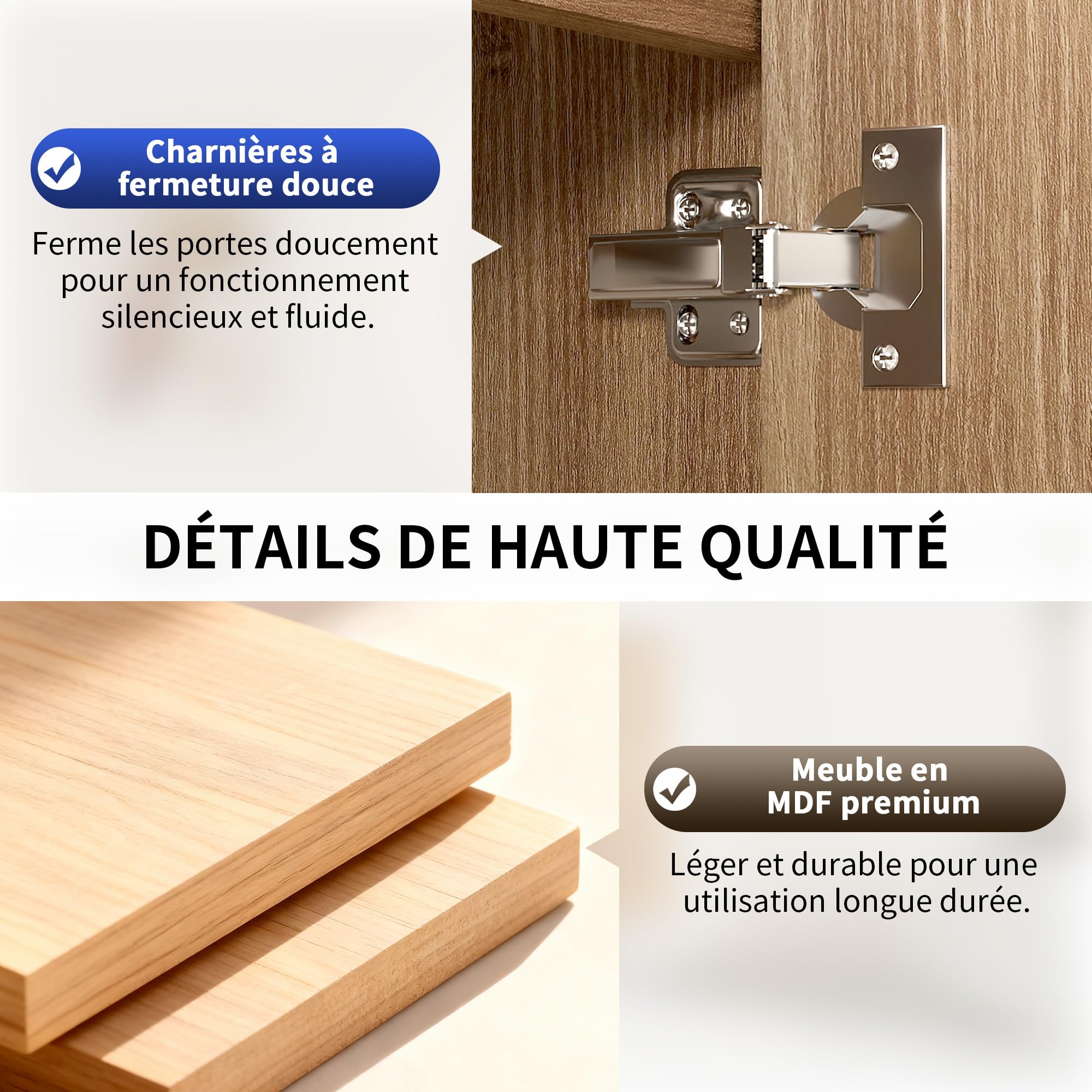 DeerValley Meuble Lave Main WC sous Vasque Suspendu - Meuble de Rangement Salle de Bain avec Lavabo, Petit Meuble Blanc pour WC