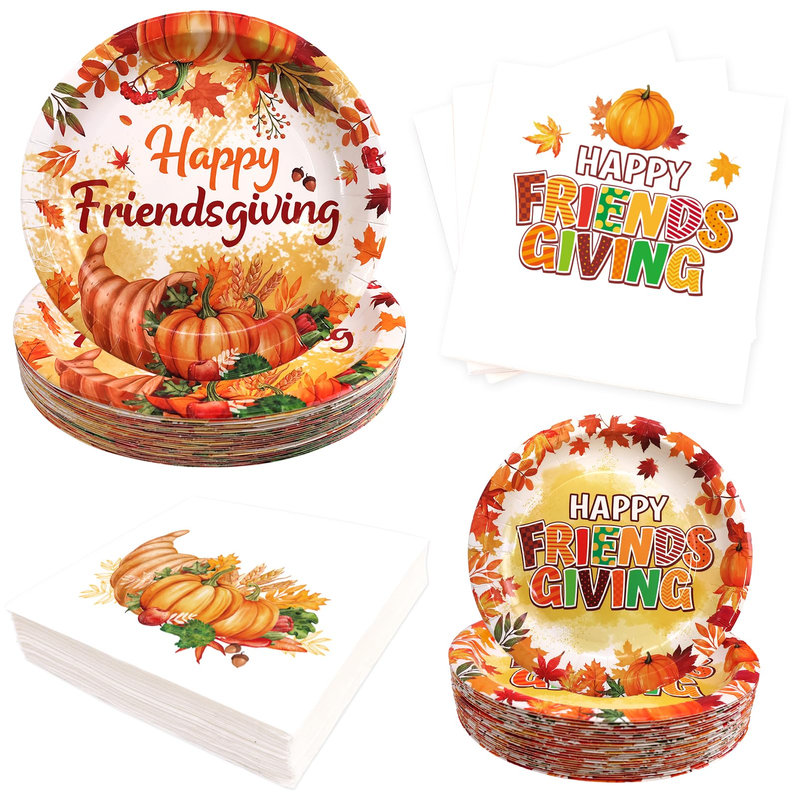 ceiba tree Thanksgiving Plates and Napkins Sets Disposable Happy  Friendsgiving Plates Napkins Paper Dinner Plates and Dessert Plates  Dinnerware Set