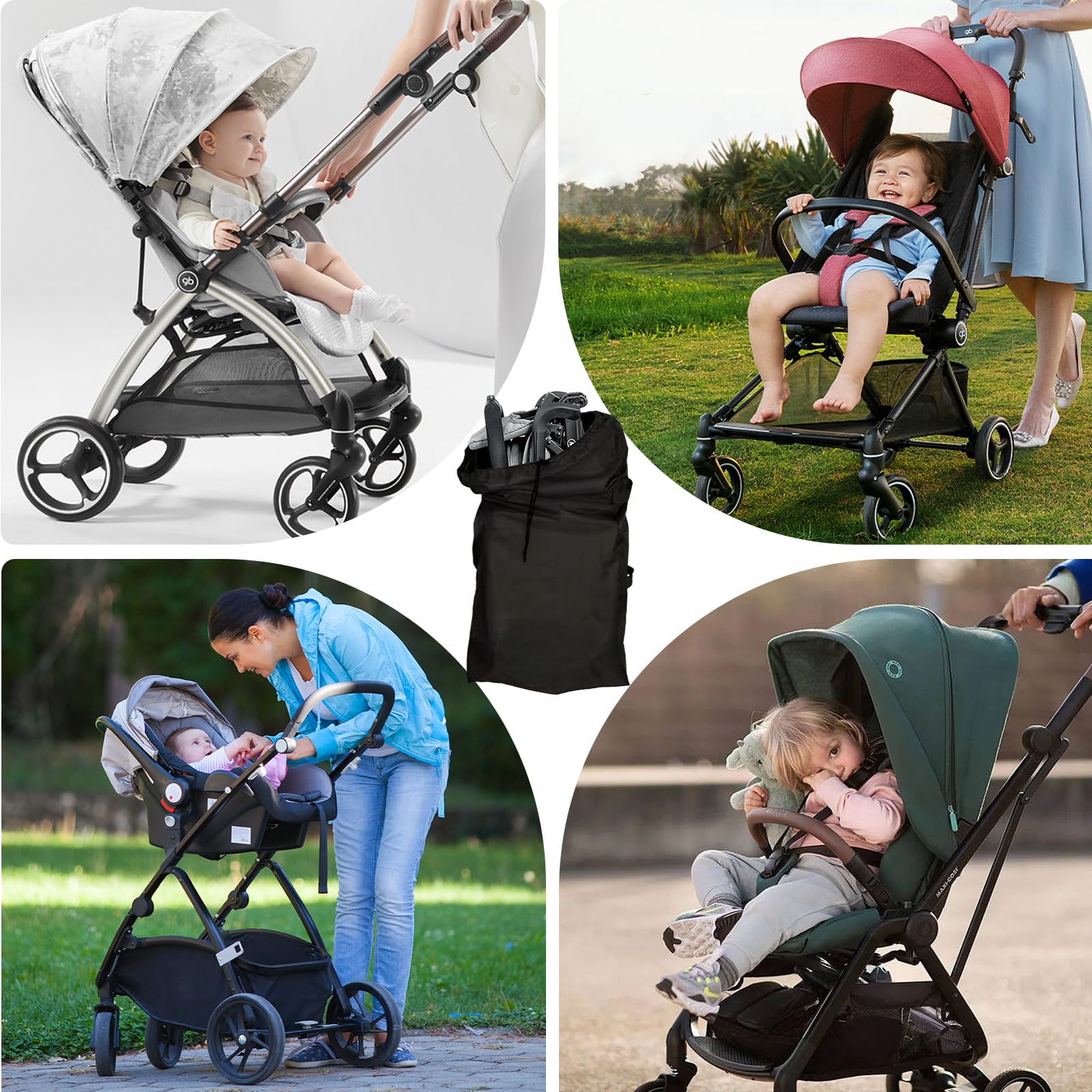 Borse Passeggino, Borsa da Viaggio Trasporto Passeggino, Copripasseggino Universale Sacca Porta Passeggino Accessori Passeggino per Aereo Gate Check e Stoccaggio