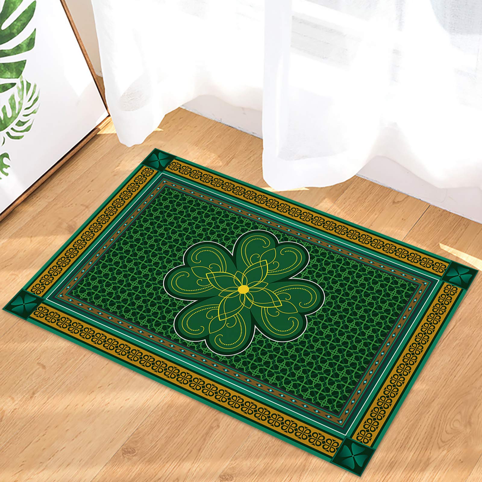 St. Patrick's Day Retro Entrance Door Mat, Lucky Clover Irish Welcome Mat, Non-Slip Carpet Rugs Decorative for Home/Bathroom/Kitchen/Indoor - 18"x30"