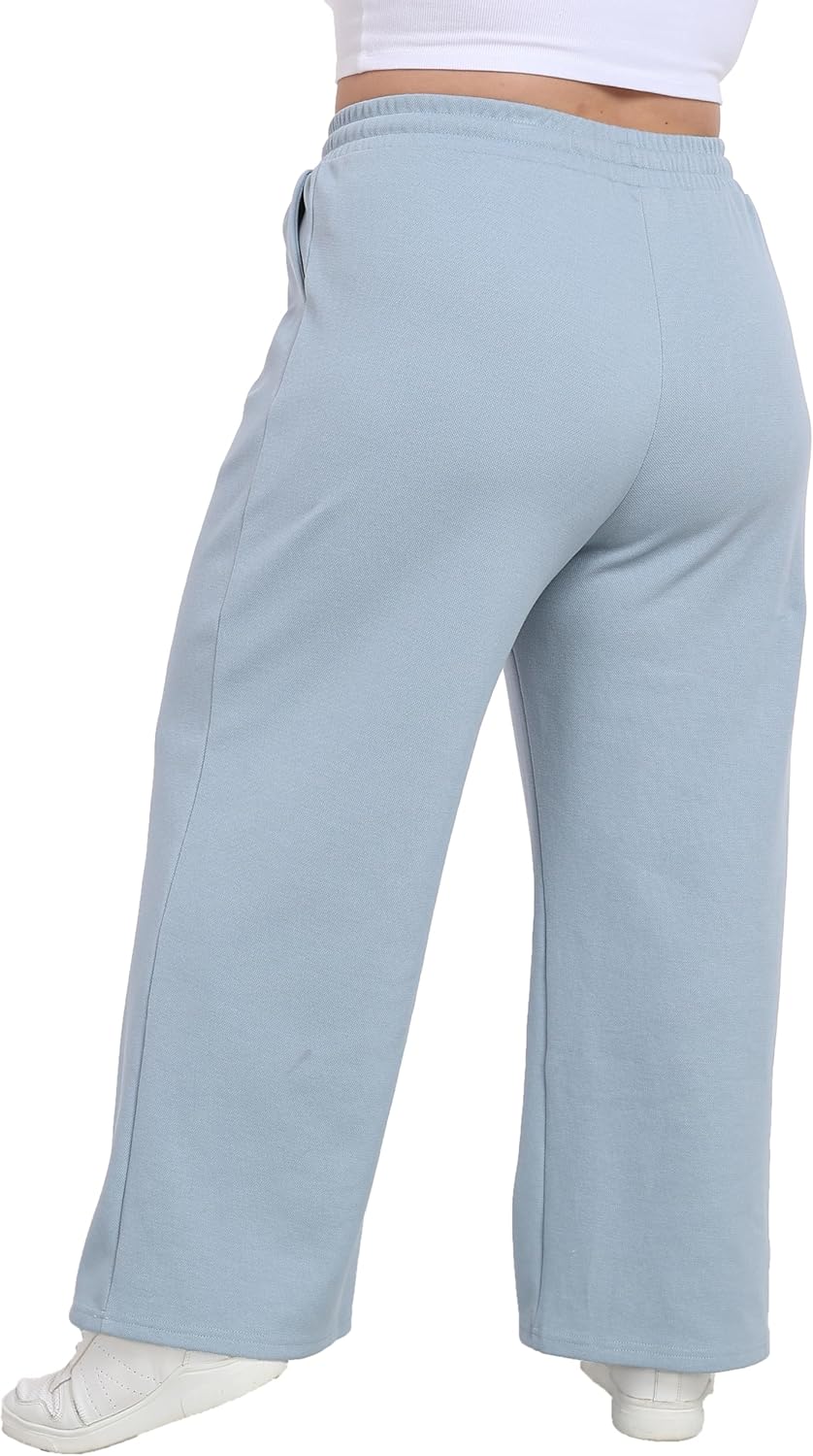 A-Wintage Women's Plus Size Wide Leg Sweatpants Elastic Waist Baggy Drawstring Lounge Pants with Pockets - Image 6