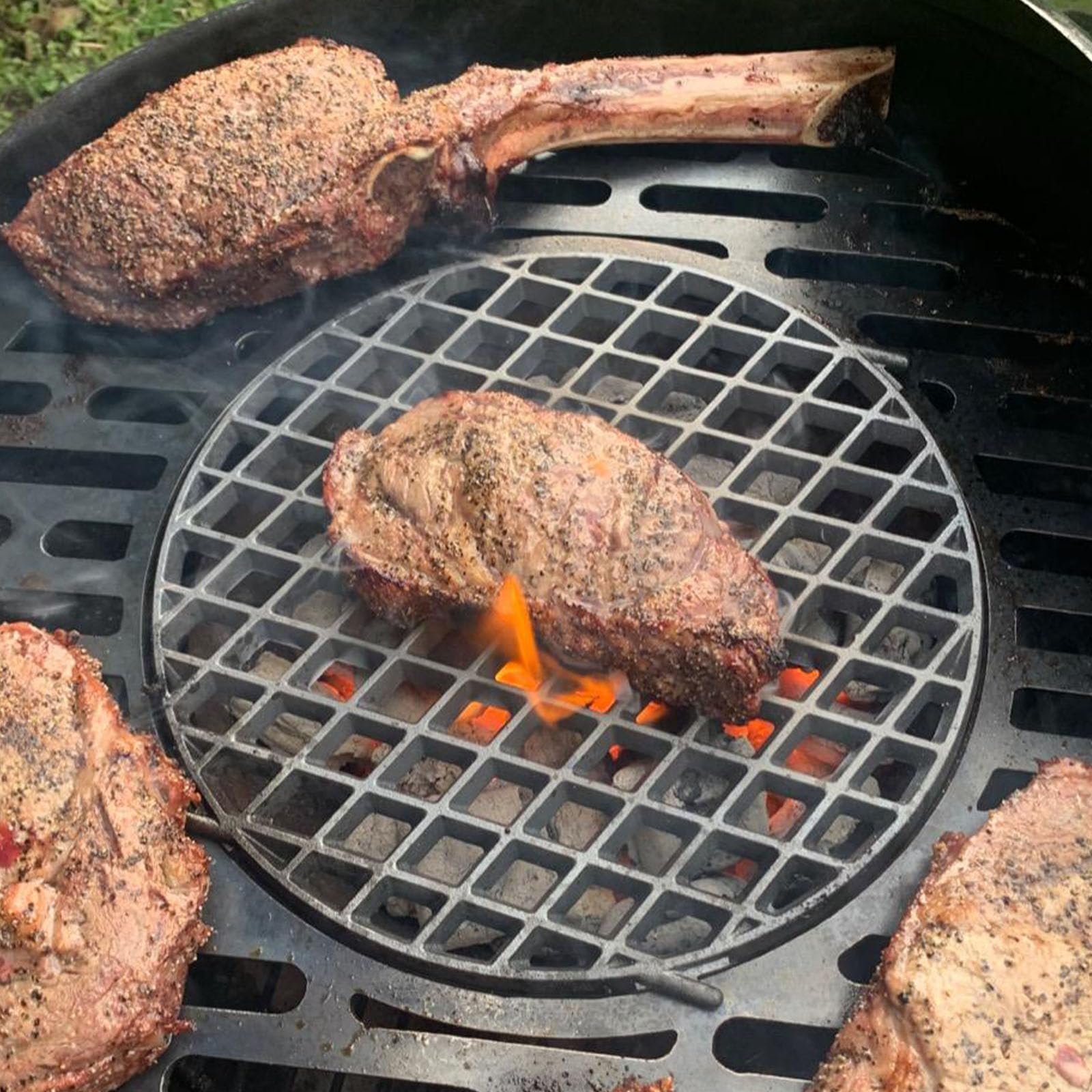 Grillrost Gusseisen Ø 30 cm Sear Grate für Enders Switch Grid, Monroe Pro,Boston,Chicago Gussroste Rost-in-Rost System Grillrost für Weber kugelgrill 57 cm holzkohlegrill Zubehör