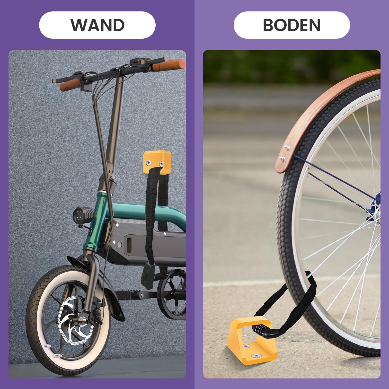 Ancoraggio Muro Bicicletta con Viti in Acciaio Inox 304, 5 mm Spesso Ancoraggio a Catena ad Alta Sicurezza Contro i Furti in Acciaio, Ancoraggio a Terra per Moto e Biciclette(2 Pezzi)