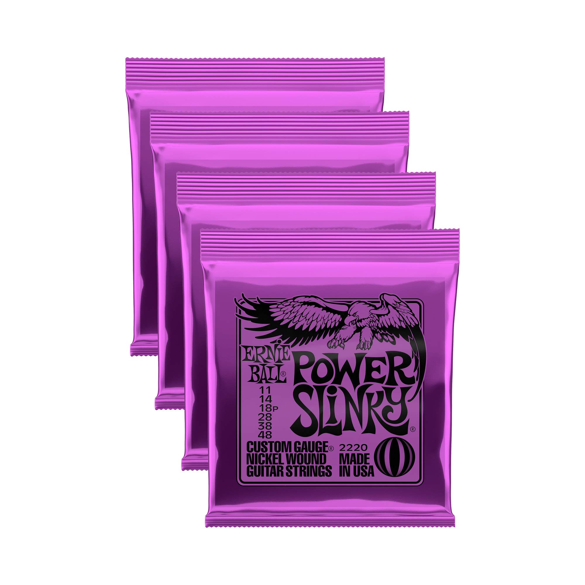 LOT OF 4 - Ernie Ball Power Slinky Electric Guitar Strings, Nickel Wound, P02220^4