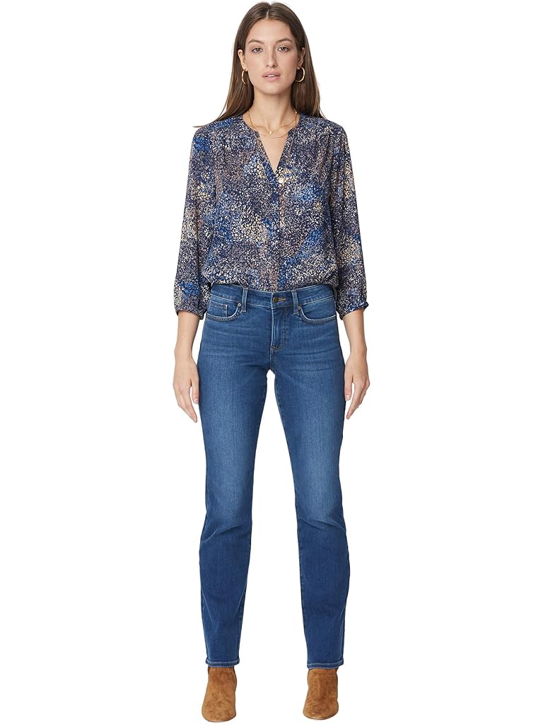 Blue NYDJ Marilyn Straight Jeans in Presidio