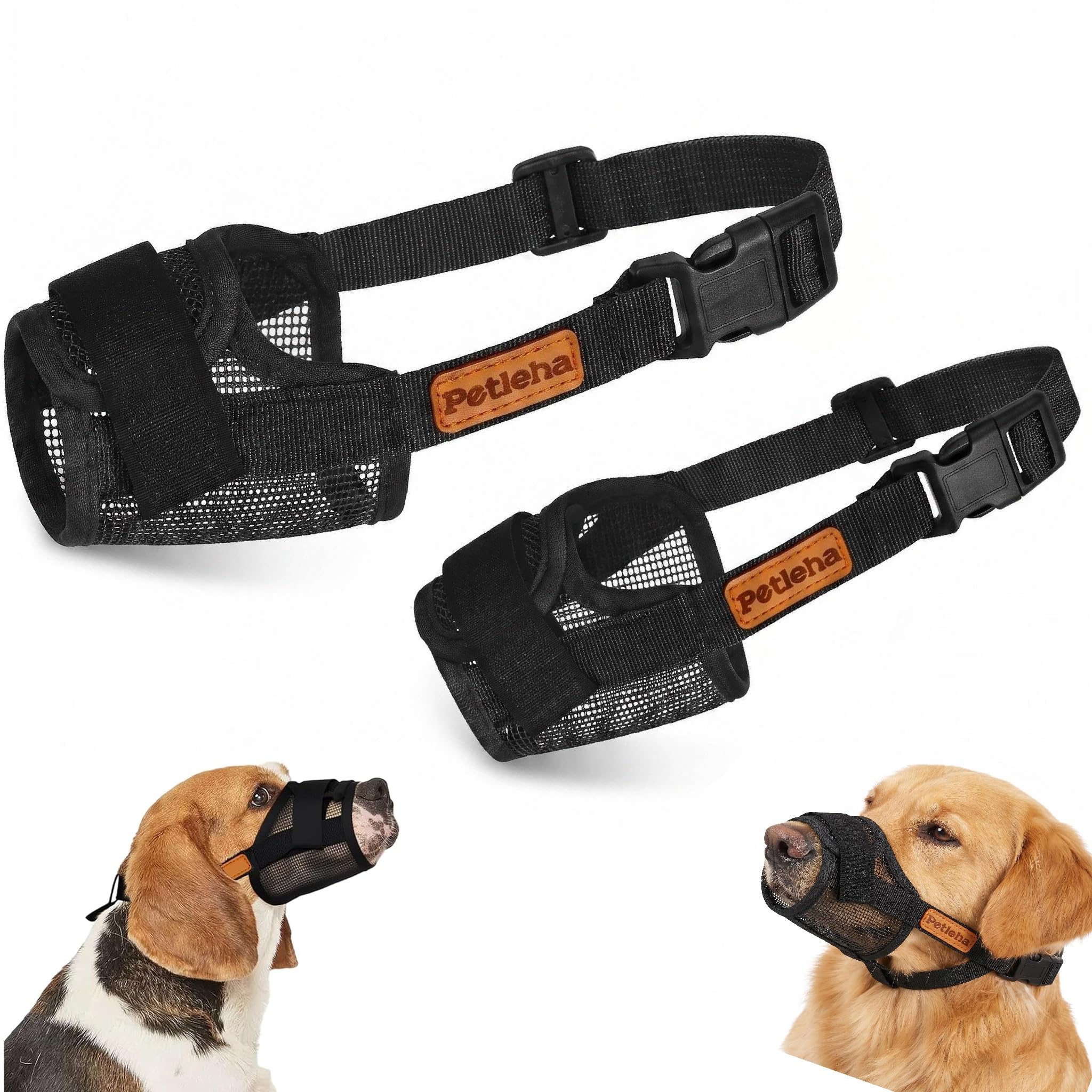 Muzzle for Medium Large Dogs, Breathable Soft Mesh Muzzle Adjustable for Snout and Neck, Prevents Biting Chewing and Barking, Allows Panting and Drinking, Comfortable for Training Grooming Walking