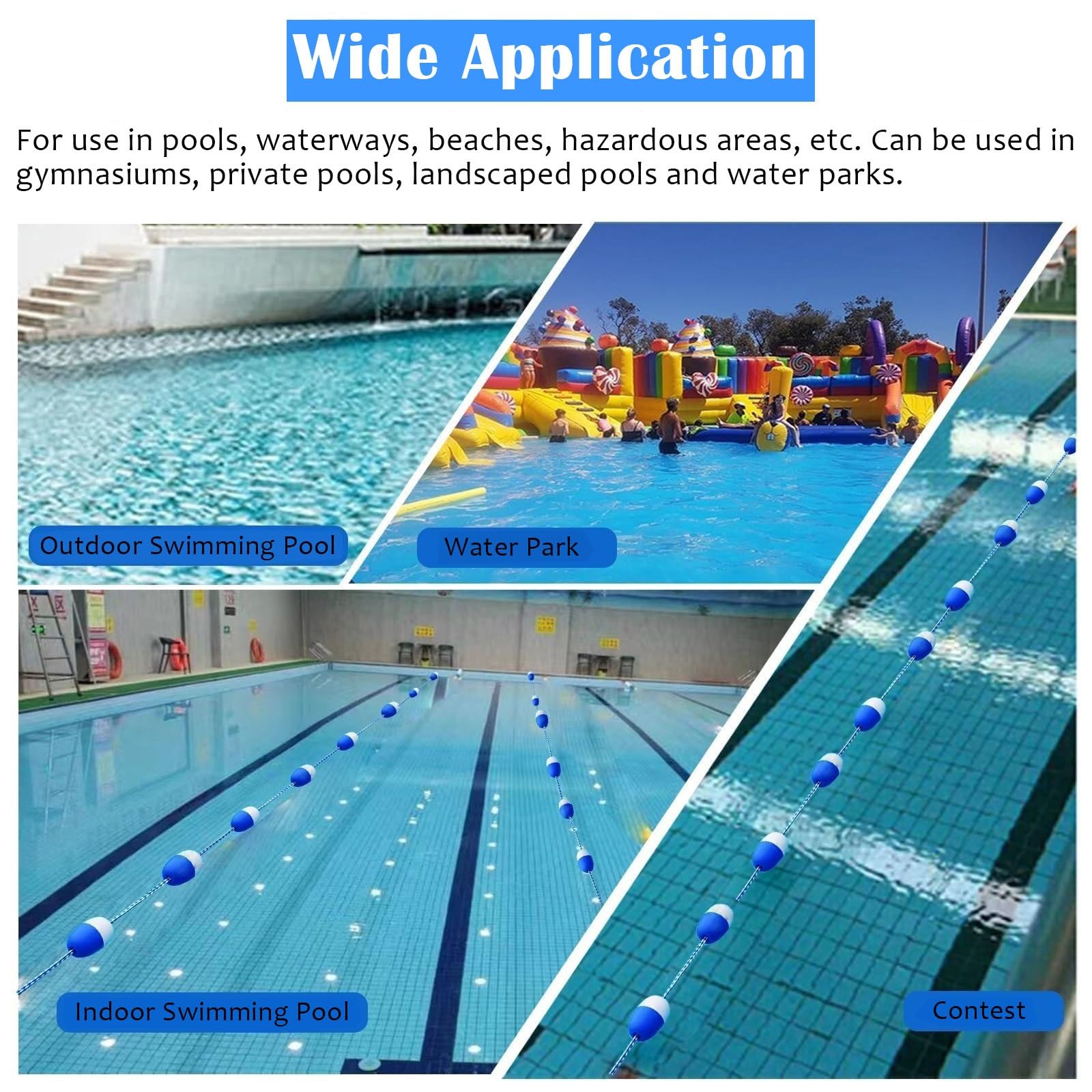 Corde Piscine sécurité Ligne De Flotteur De Piscine Haute Visibilité, Séparateur De Sécurité De Piscine Flottante De 1 5 15 45 65 75 85 95 100 M De Longueur(L 17m)