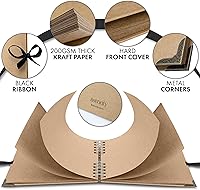 Vista 3 de Bstorify - Álbumes de fotos cuadrados de 36 páginas (17,8 x 17,8 cm), papel kraft marrón grueso de 200 g/m², libro de recortes, cierre de cinta