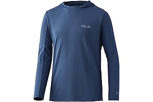 HUK Boy's Icon X Hoodie Long-Sleeve Fishing Shirt with UPF 50 Sun Protection
