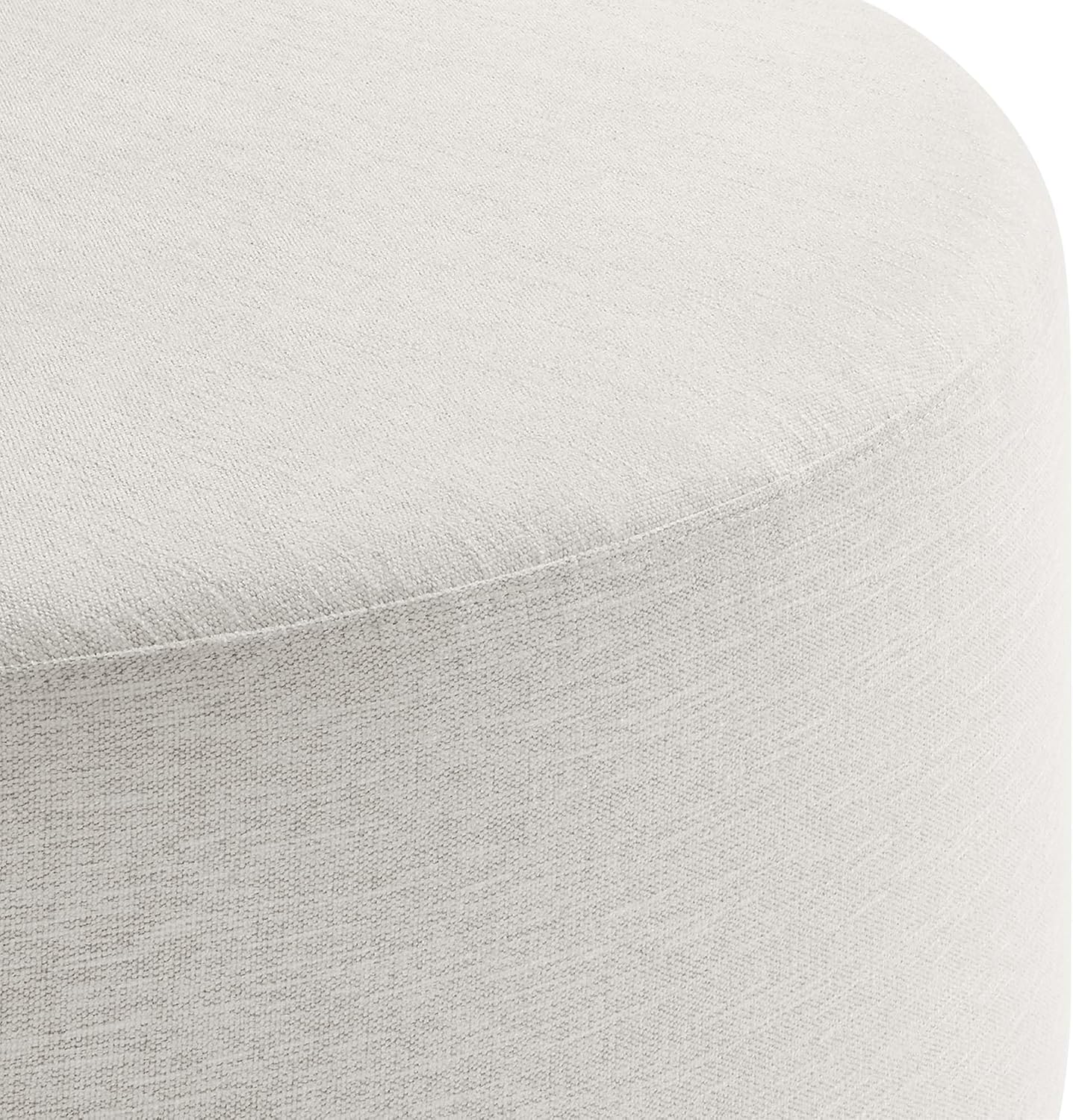 Modway Callum 38 Inch Round Ottoman in Ivory Fabric - Heathered Woven Fabric - Versatile Upholstered Coffee Table and Footrest - Couch Ottoman - Living Room Accent Table