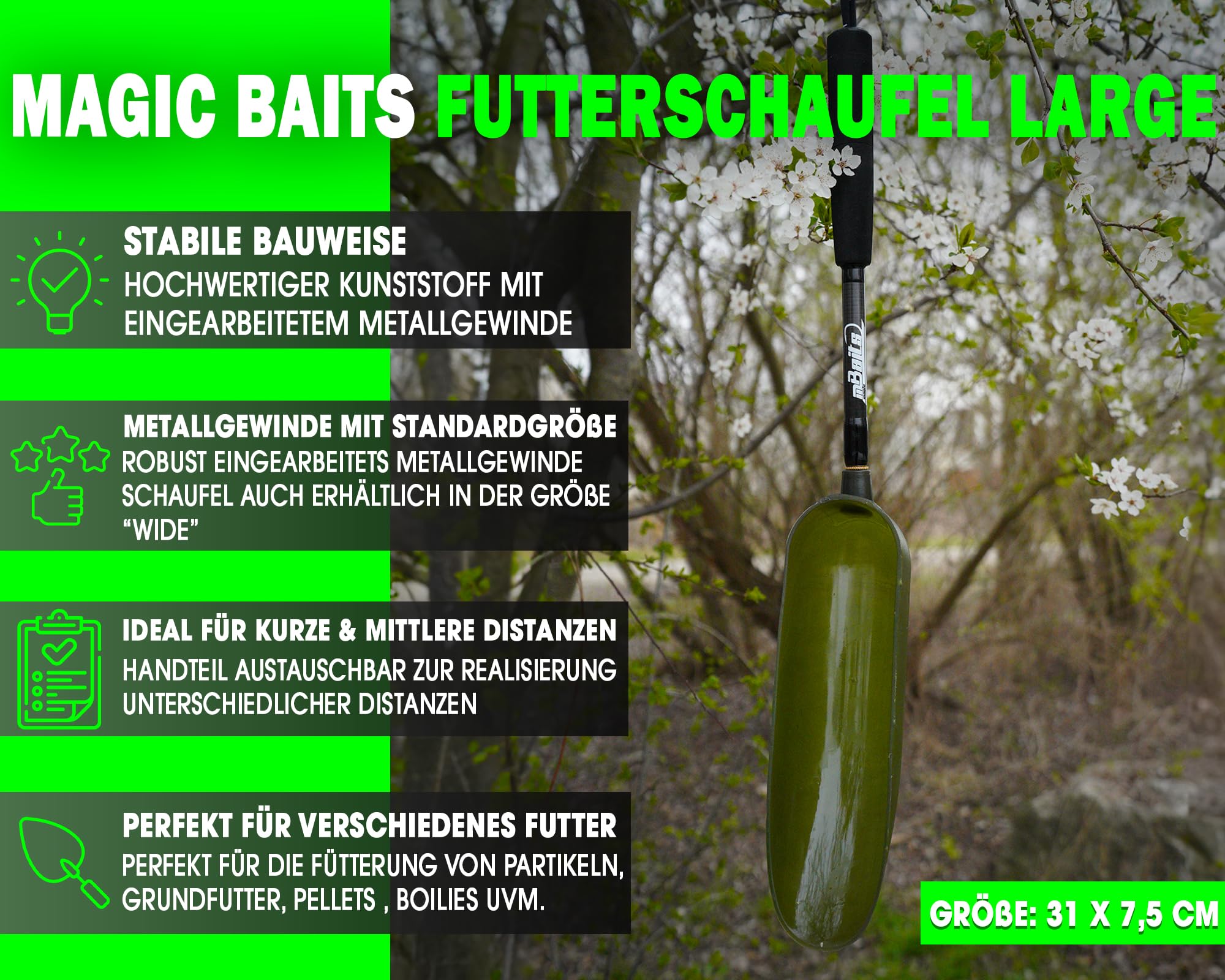 Pelle à Nourriture Magic Baits Grande - Idéale Pour Bouillettes, Granulés Et Particules Pêche Carpe