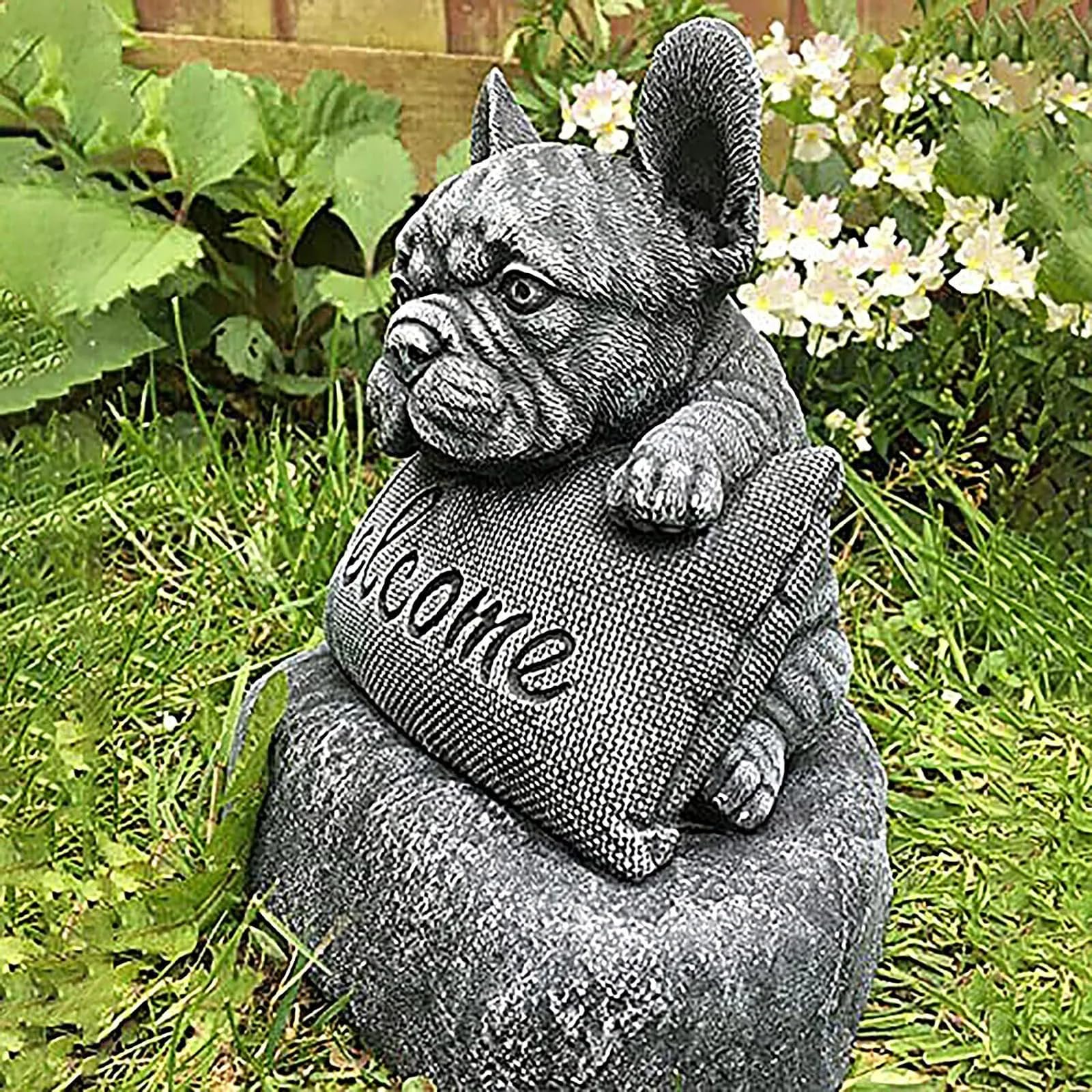 Chien Bulldog Statue Welcome pour décorer une entrée chaleureuse