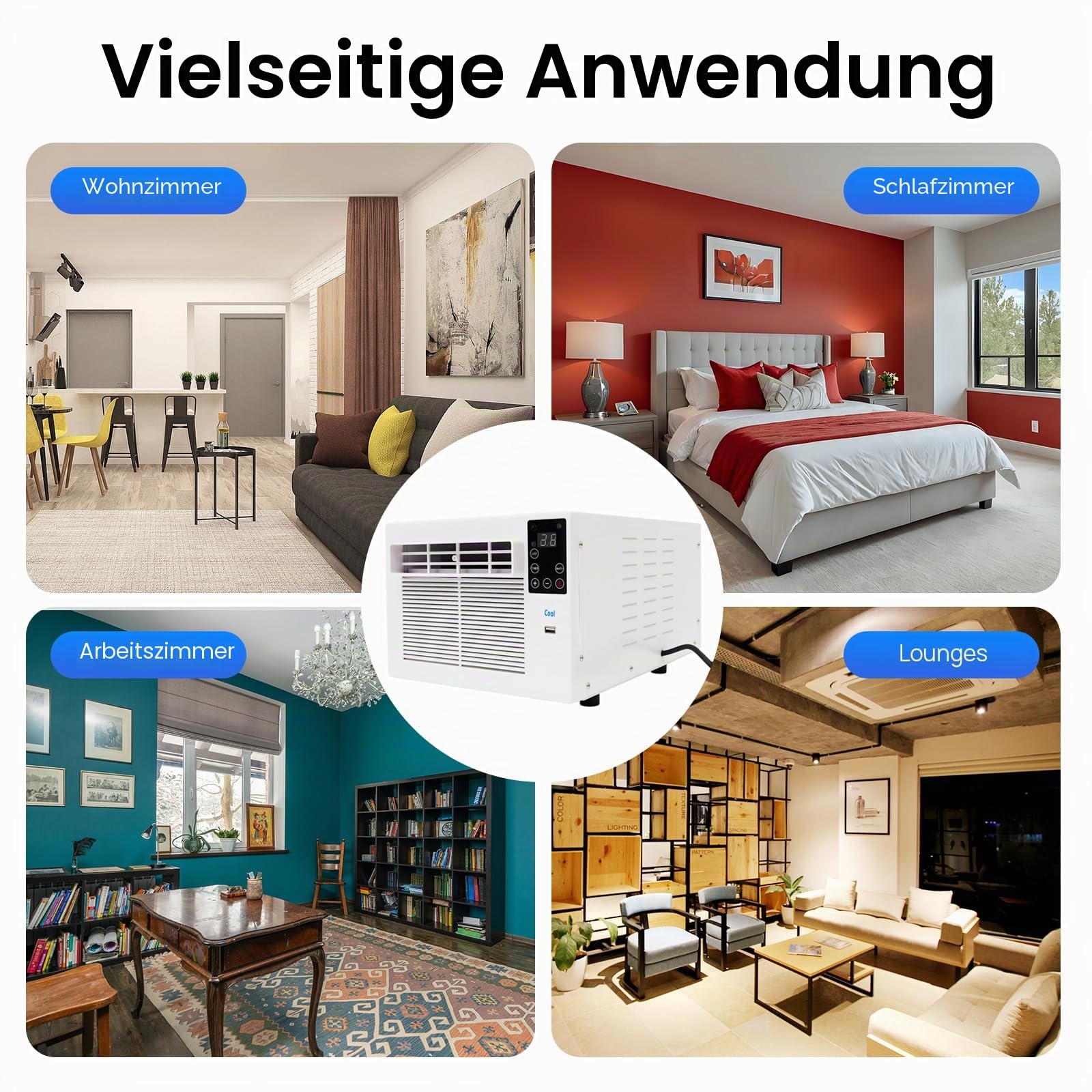 Mini Klimaanlage Mobile Luftkühler mit Fernbedienung | 280W Tragbare Kühler Lüfter Freistehend Klimaanlage für Zuhause, Büro & Camping (41.5*28.3*20.5cm)