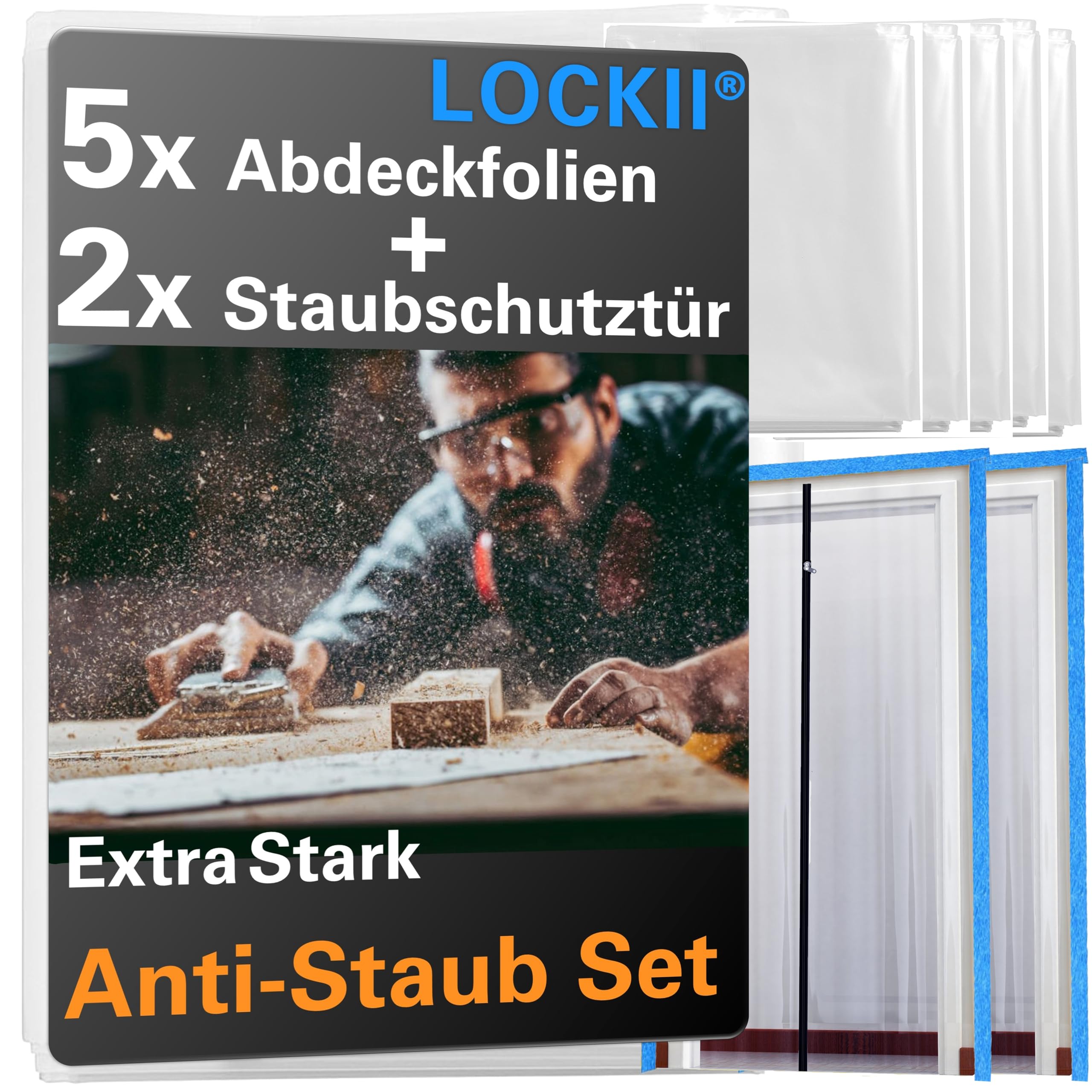 Stofbeschermingsdeur met ritssluiting, 1,10 x 2,20 m, 1 stuk Stofbeschermingsdeur met ritssluiting, 1,10 x 2,20 m, 1 stuk