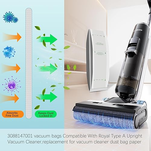 Miniatura 3 de Paquete de 6 bolsas de vacío tipo A 308814700 para aspiradora real, bolsas de repuesto para aspiradoras verticales, bolsas de polvo compatibles con