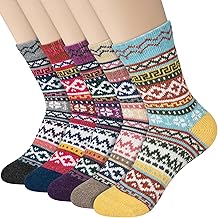 Aurmly Women Winter Wool Socks, Thermal Soft Ladies 5 Pairs, Warm Knitting for Women, Size 4-8