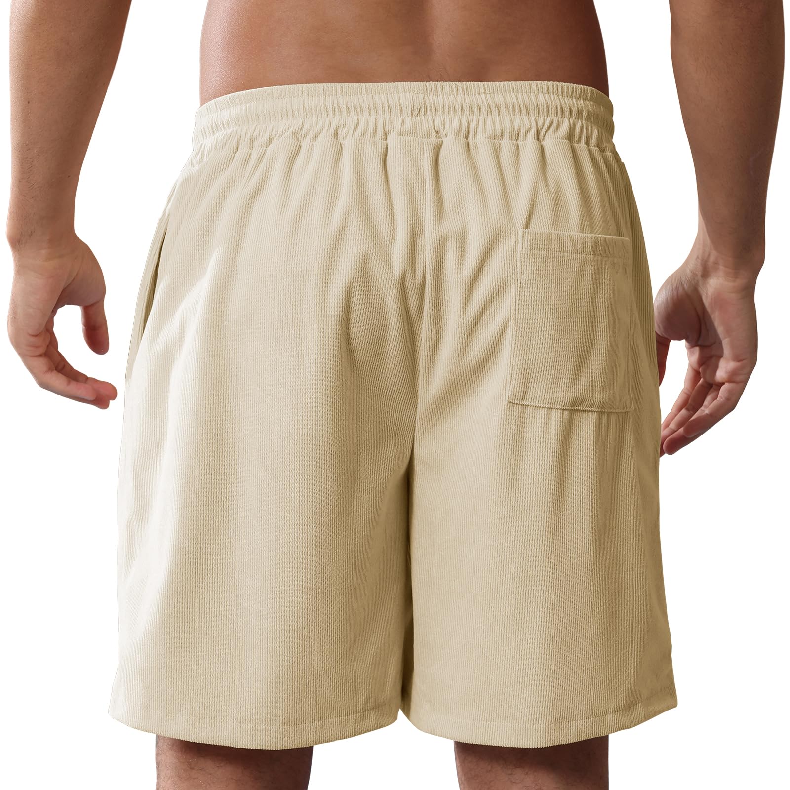 Pantalones Cortos Hombre Algodon Pana Casual Shorts con Bolsillos