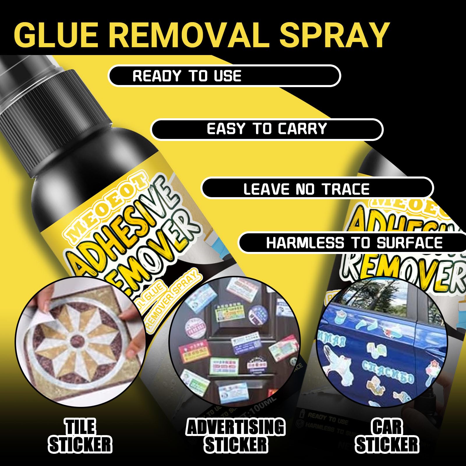 Dissolvant Colle Spray Décapant Adhésif 100ML avec Grattoir