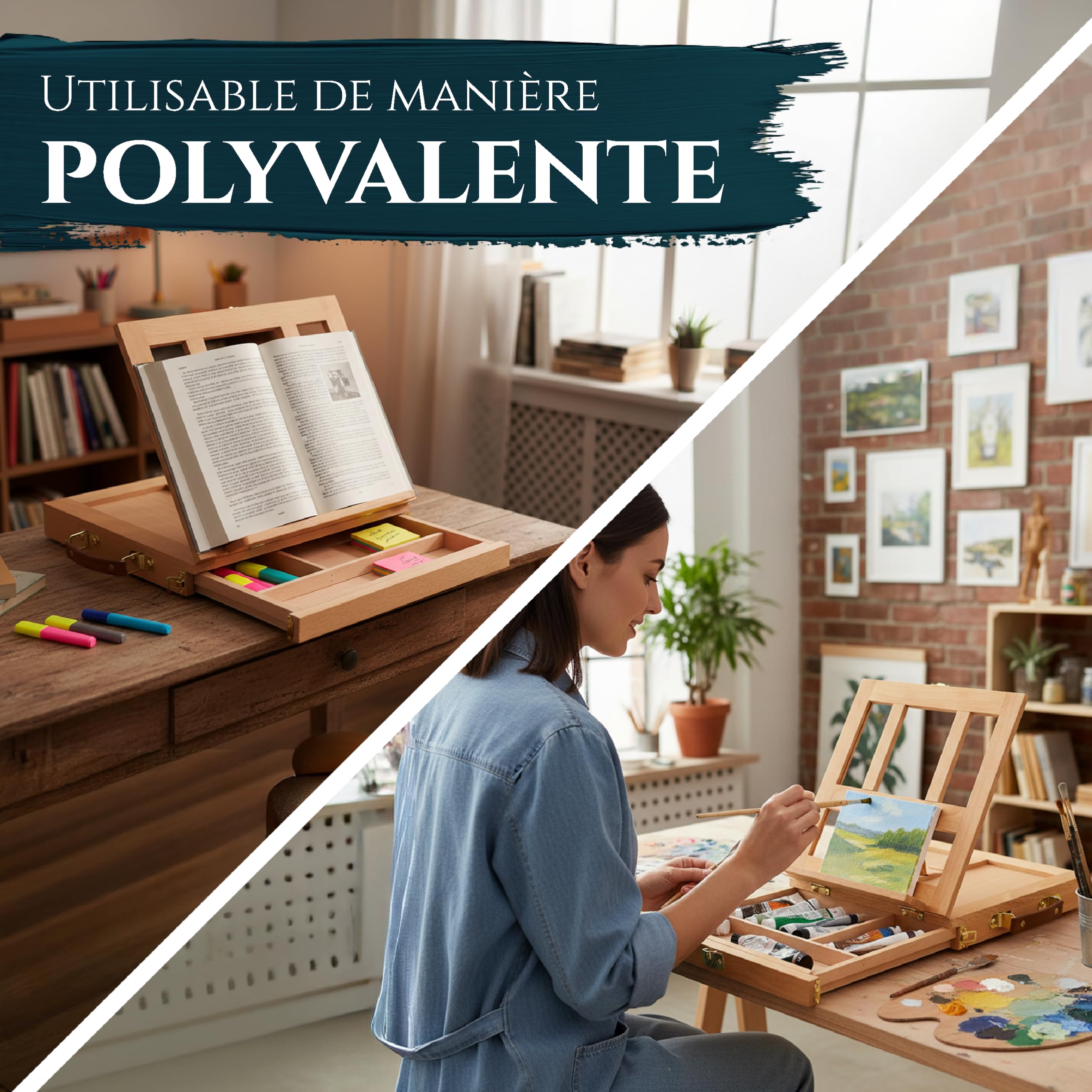 Artina mallette chevalet boîte planche à dessin avec tiroir rangement table | 33,5x26x27cm des accessoires et fournitures avec Malette Compartiments peinture artiste antidérapant peindre dessiner Colmar