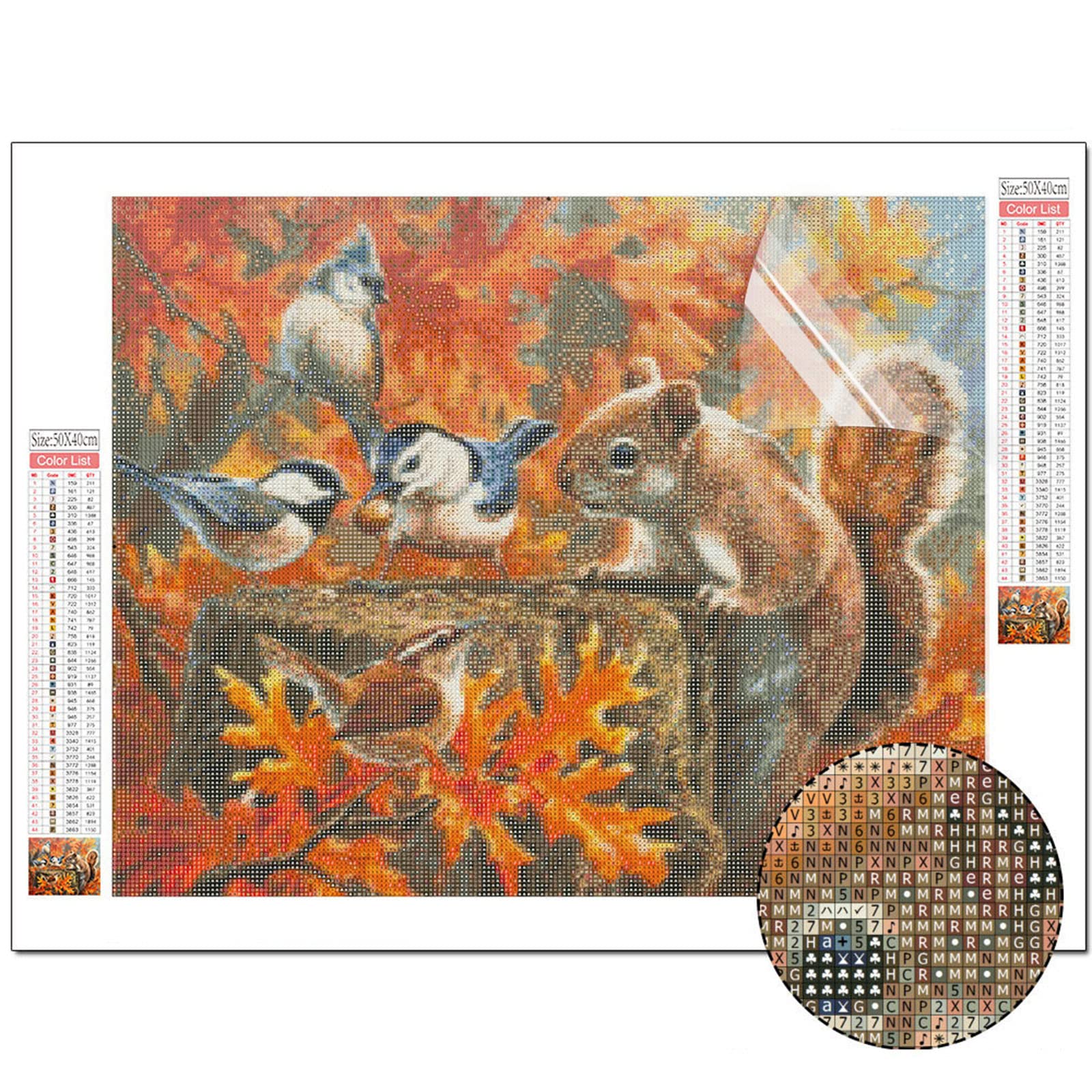 Instarry 5D DIY Diamant Painting Zubehör Full Groß Eichhörnchen und Vogel Room Decor 90x60 cm